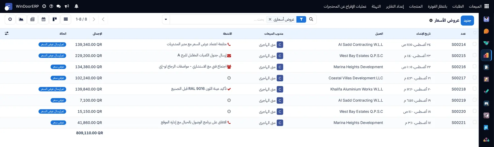 قائمة عروض الأسعار ومراجعاتها