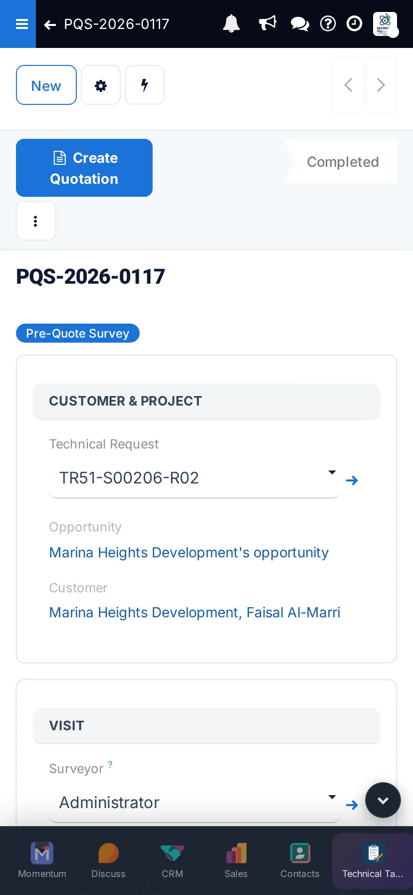 The survey app on a phone