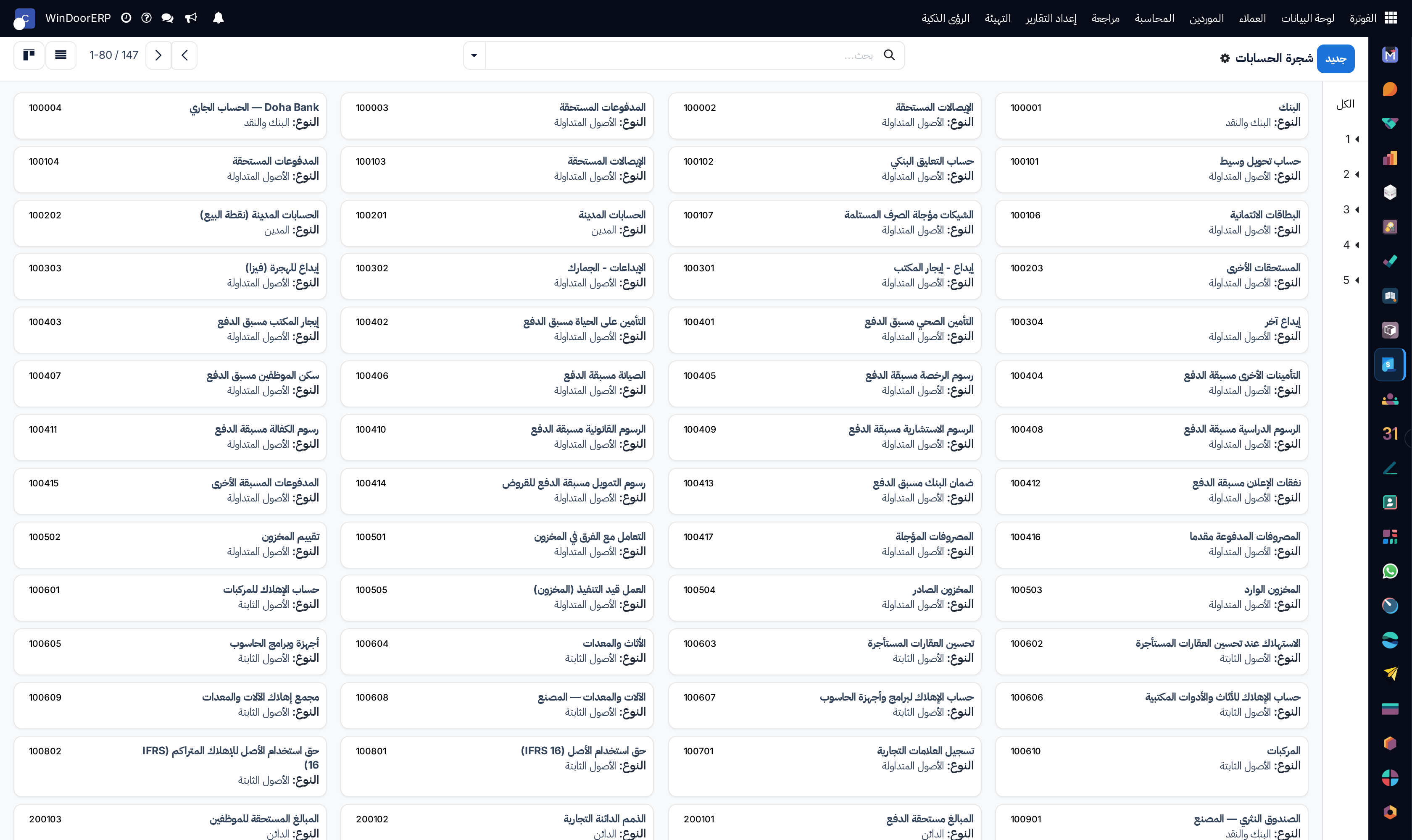Chart of accounts kanban board categorized by financial classes