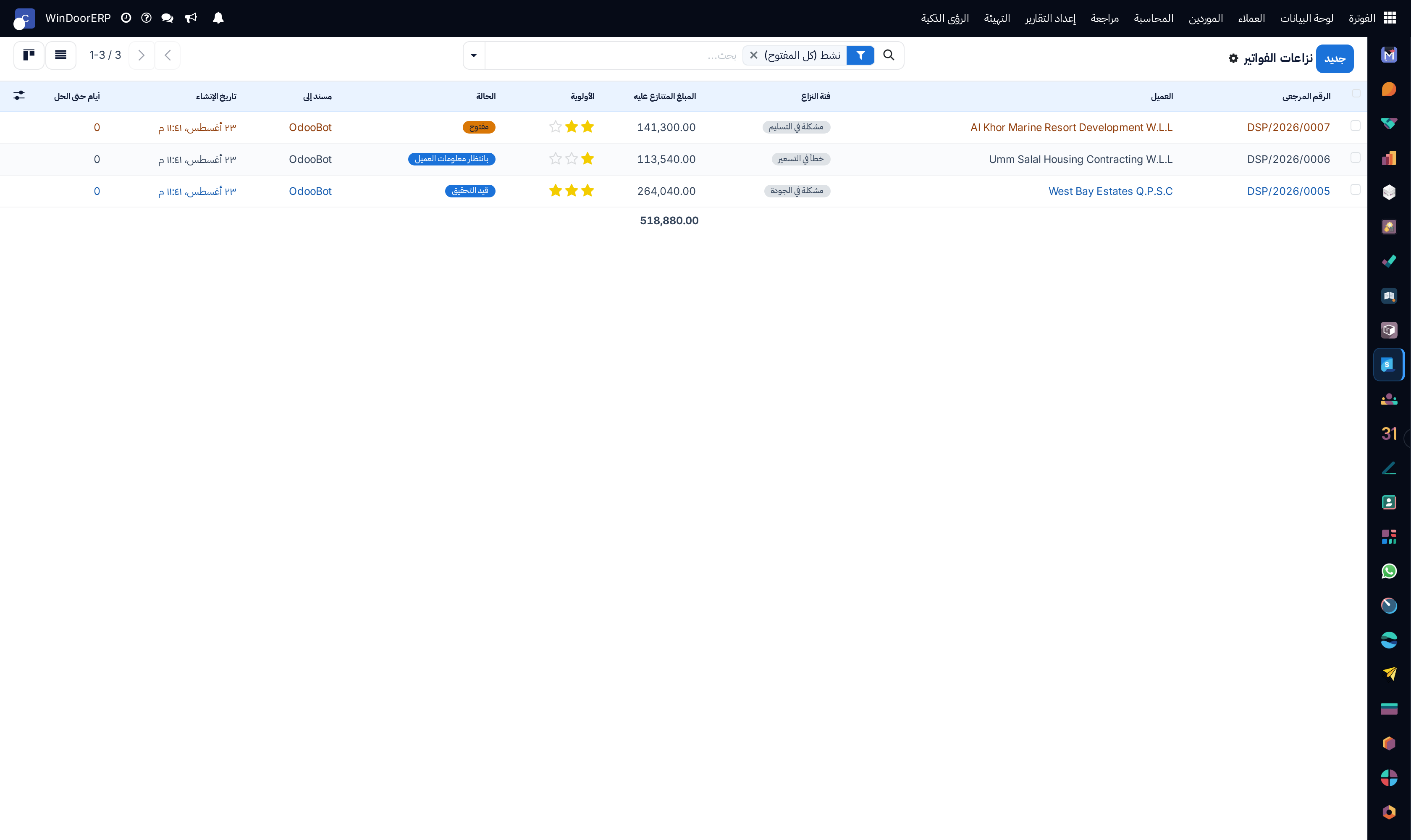 Customer billing disputes list categorized by root cause