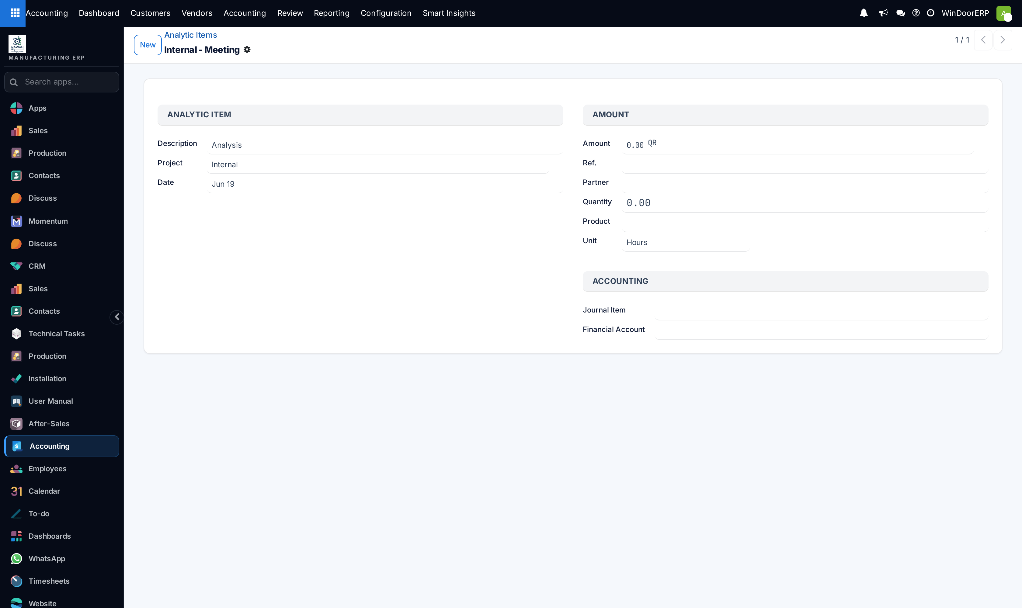 Analytic line item detail profile