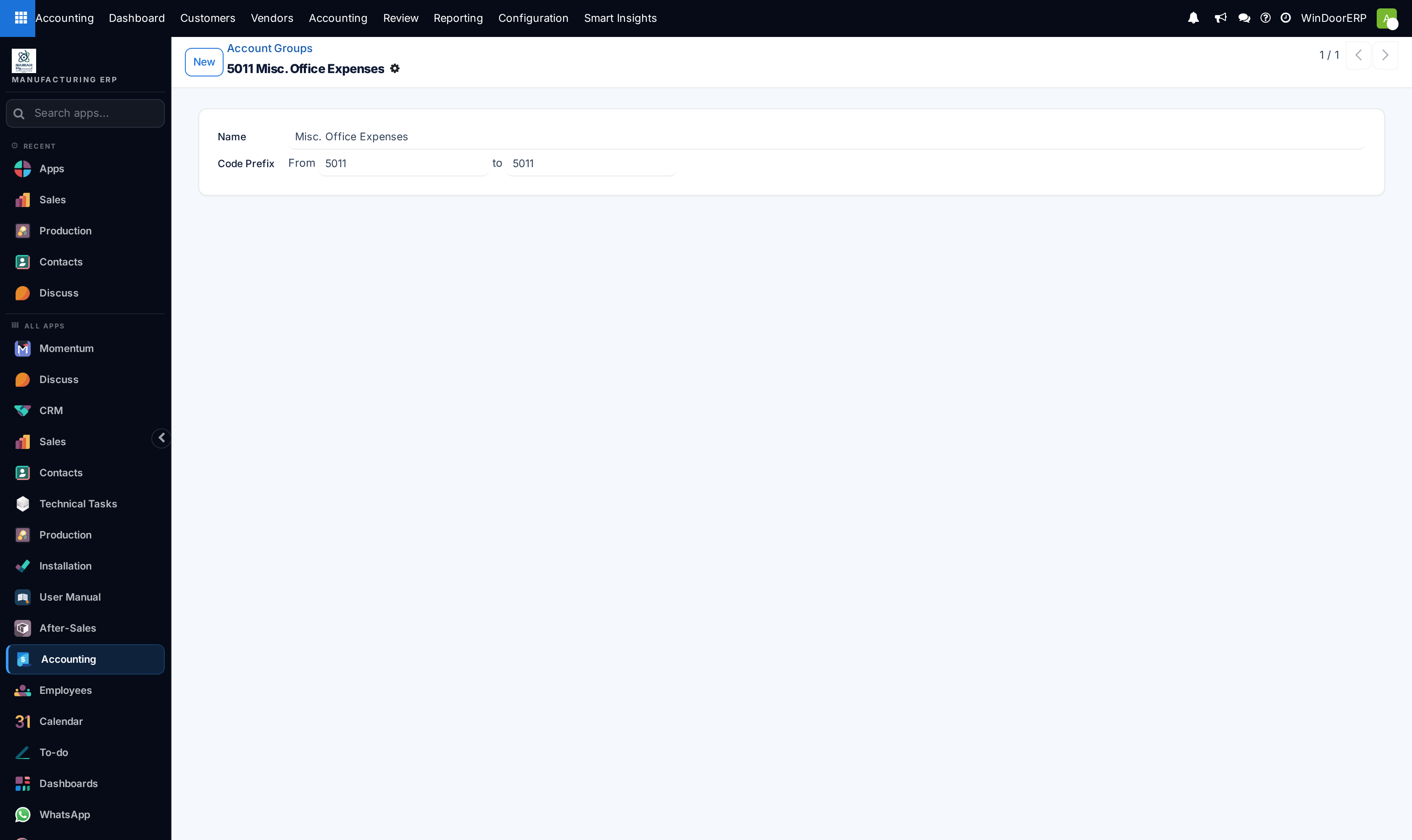 Account group editor with parent bindings