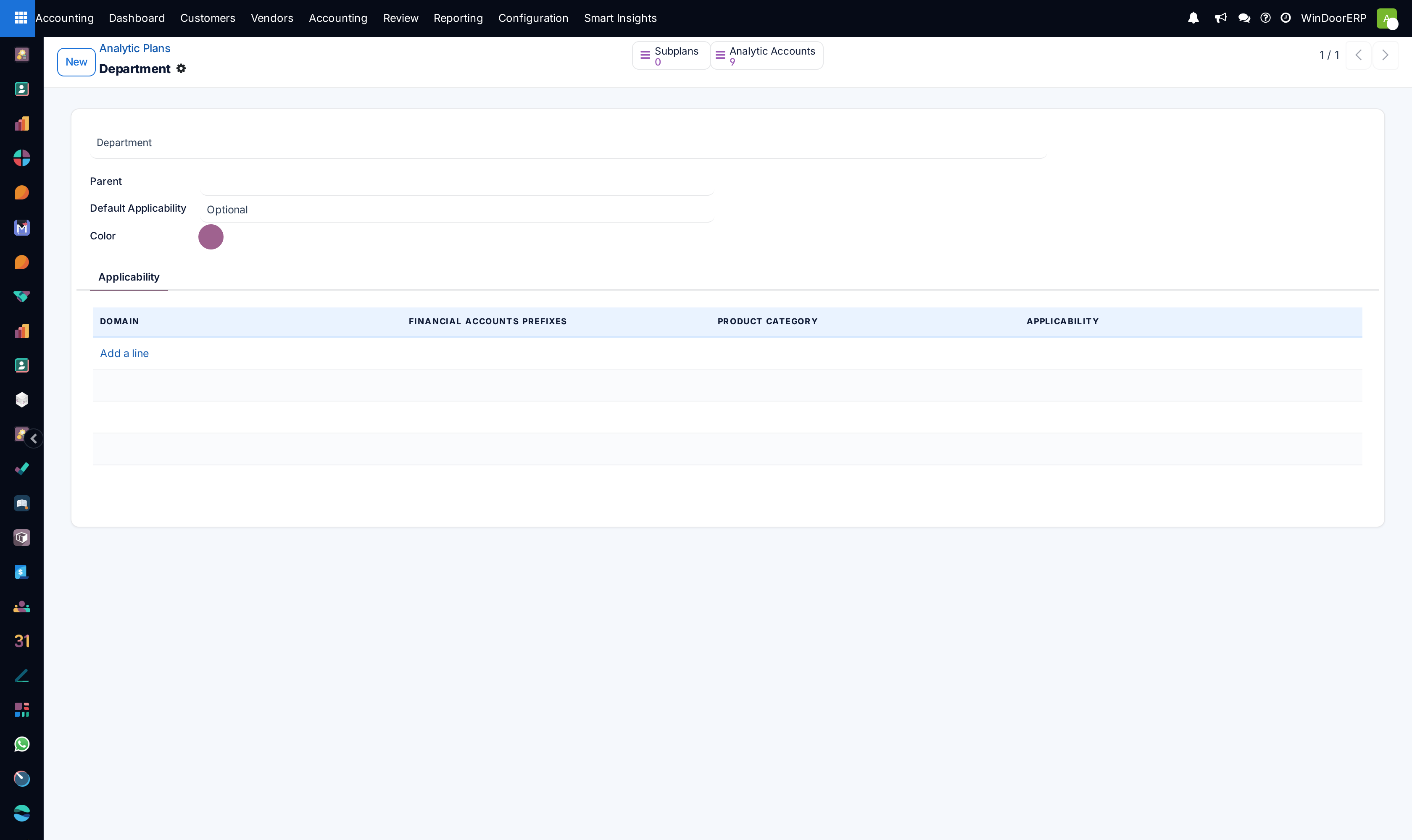 Analytic plan editor defining mandatory cost dimensions