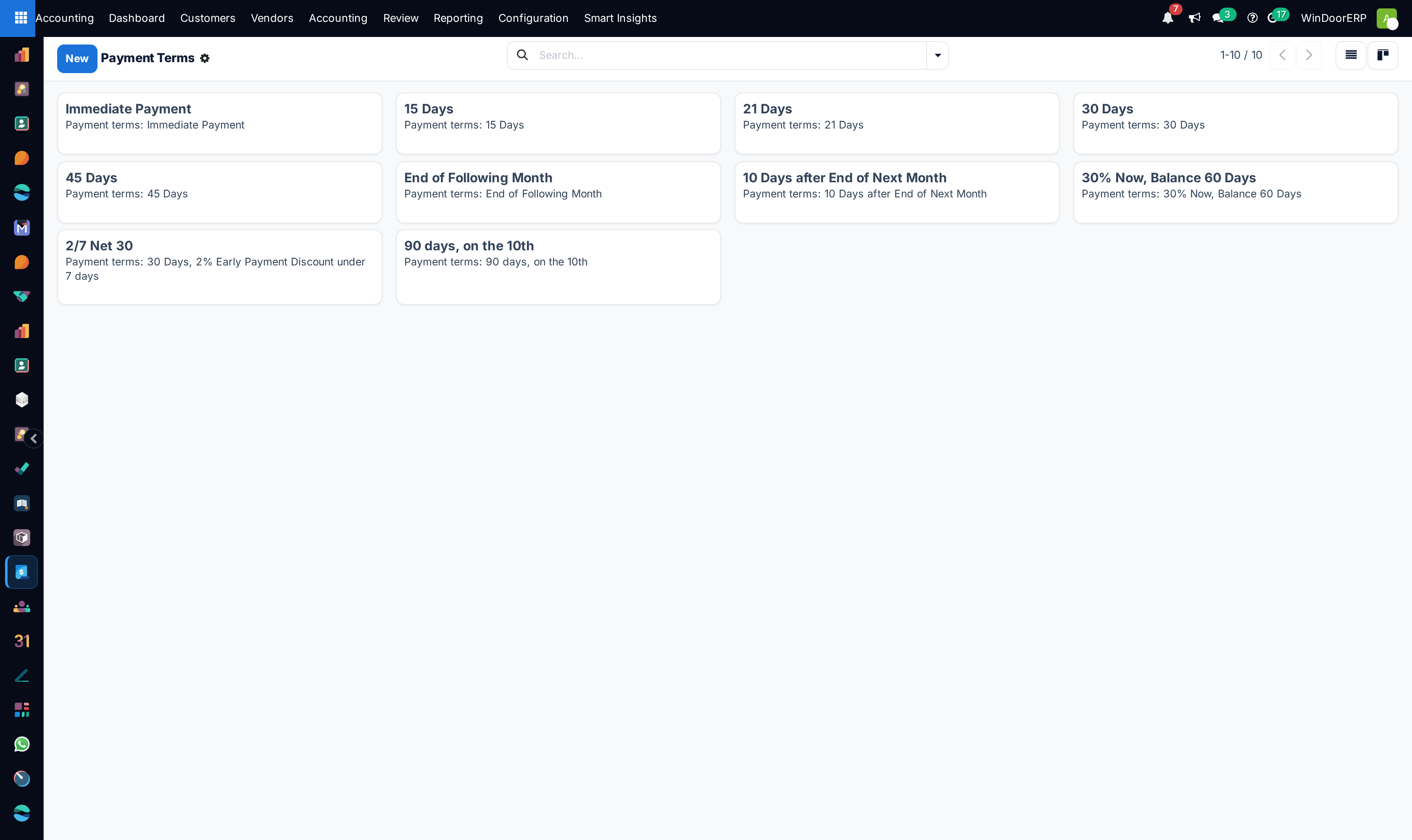 Payment terms kanban board