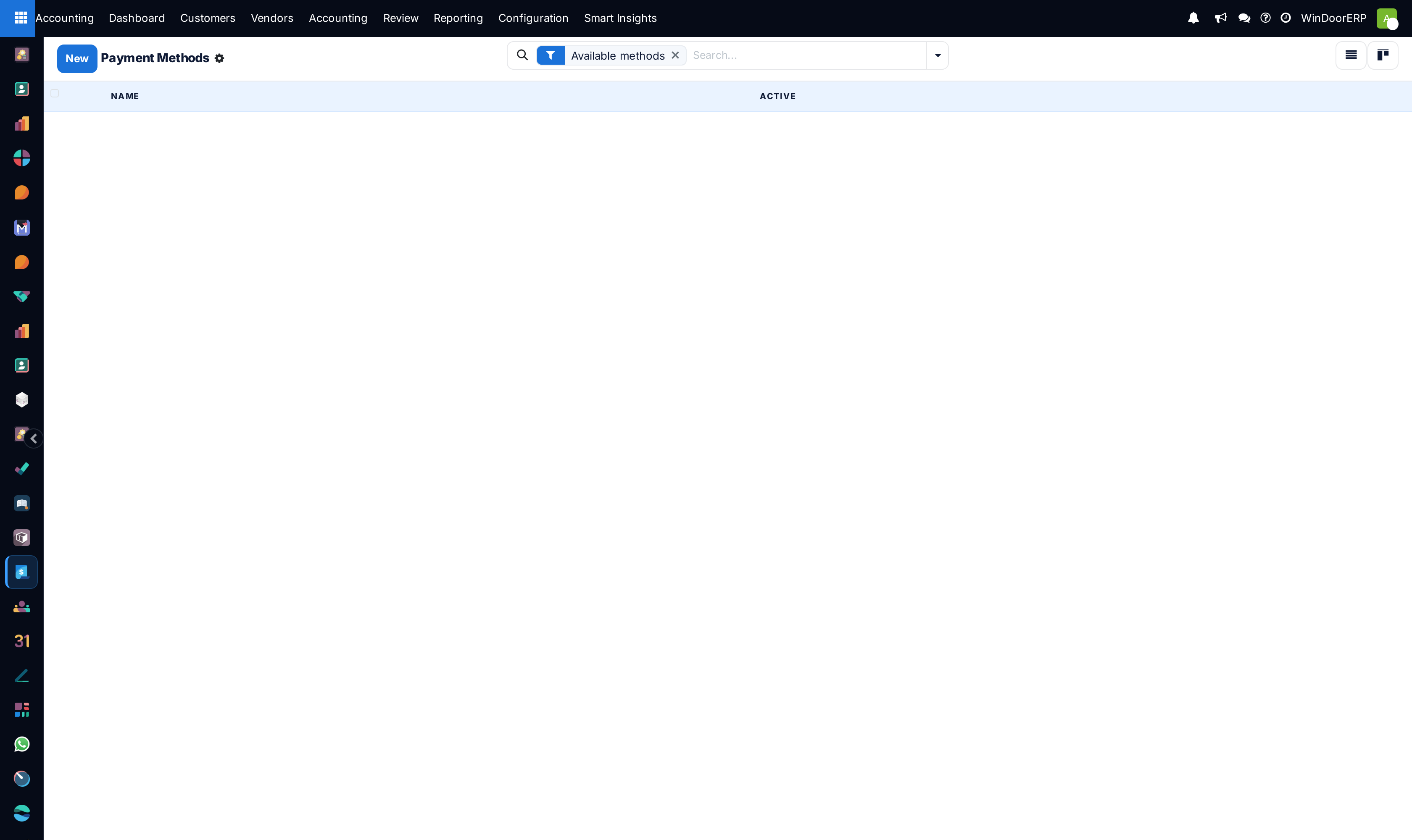 Customer payment methods catalog list