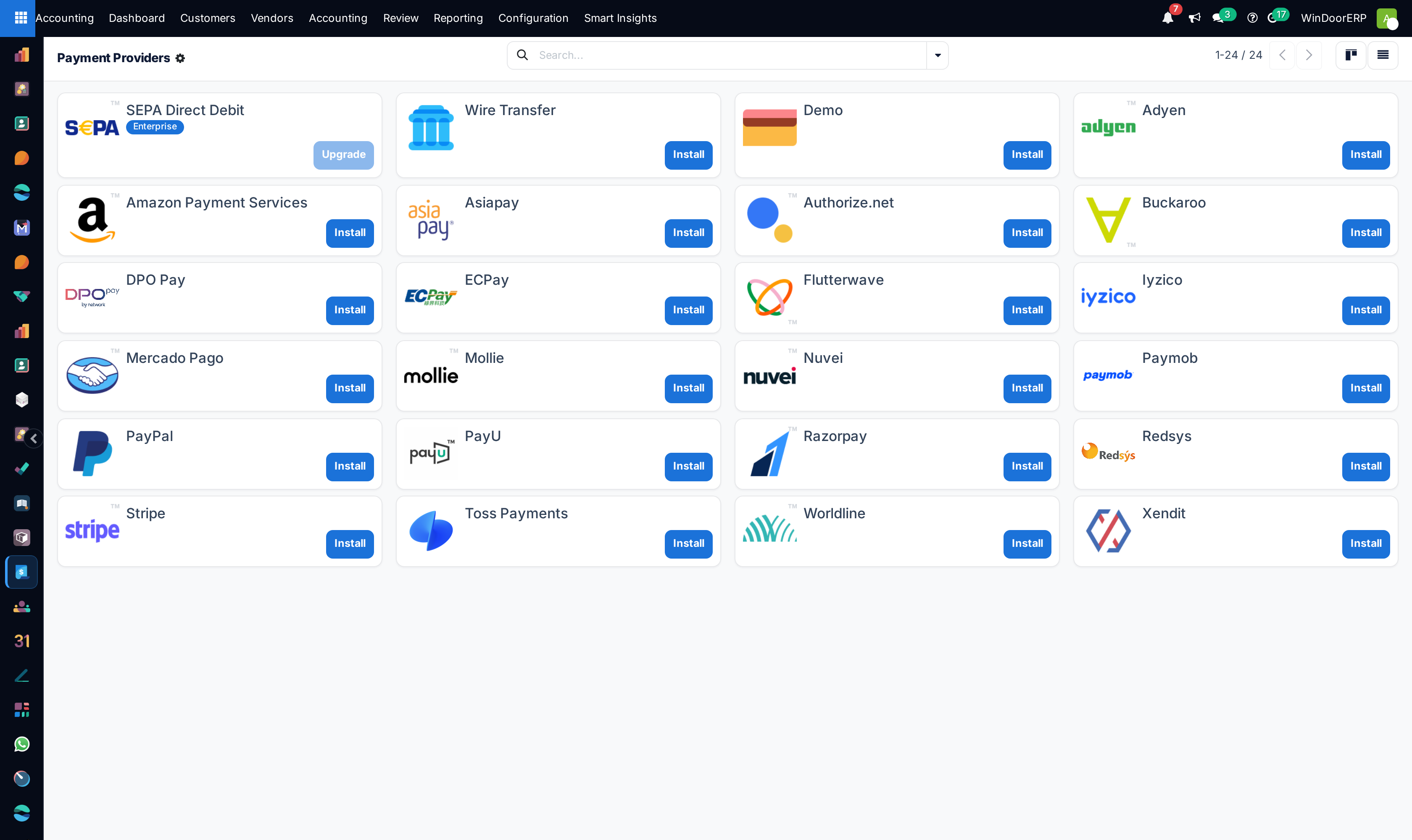 Payment providers kanban cards
