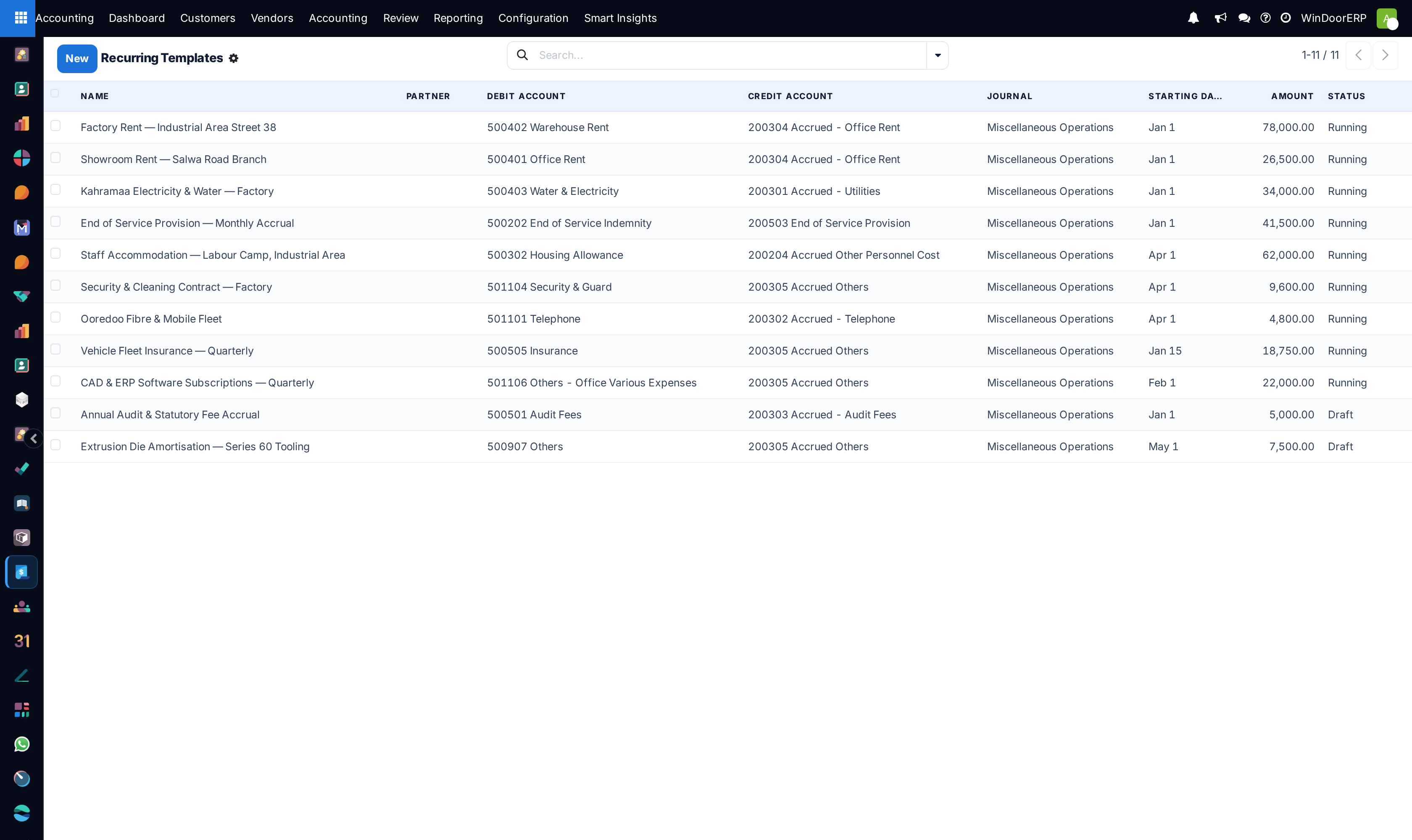 Recurring subscription and maintenance payment templates list