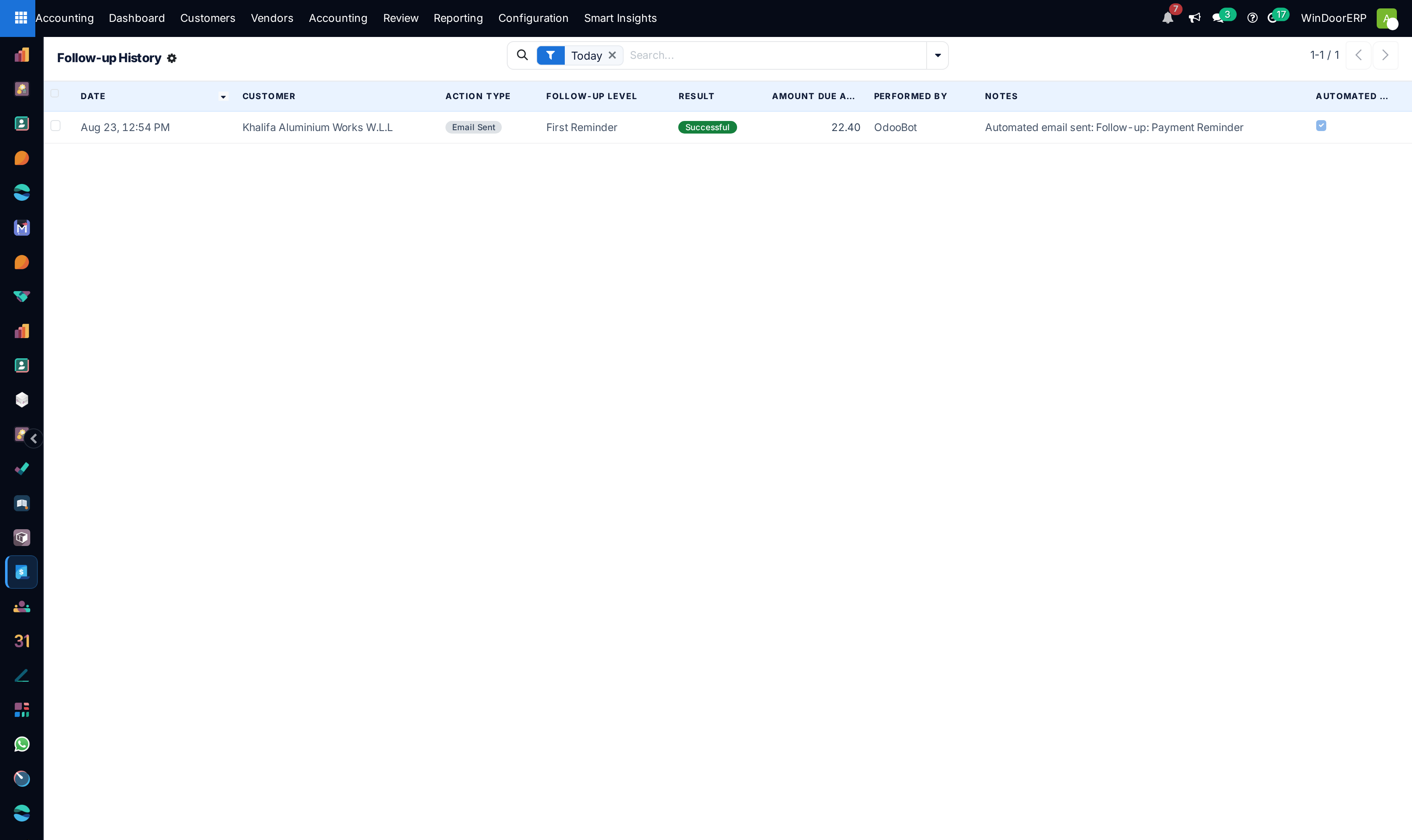 Customer follow-up communication audit history log