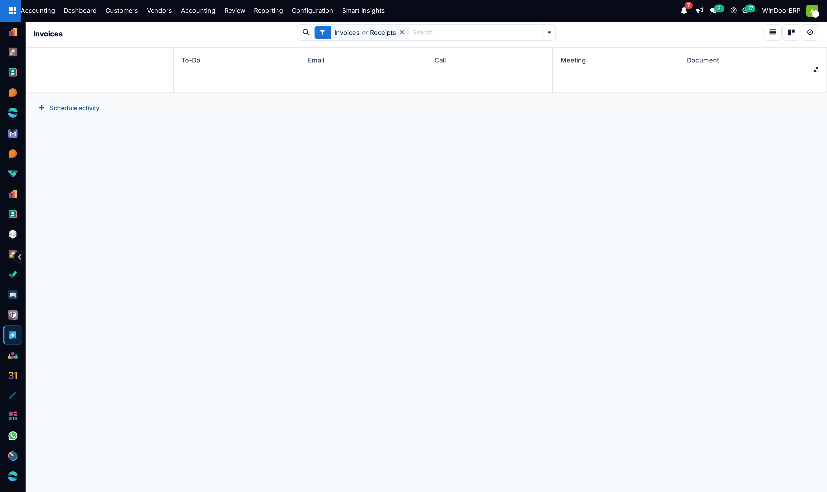 Customer invoicing scheduled activities view