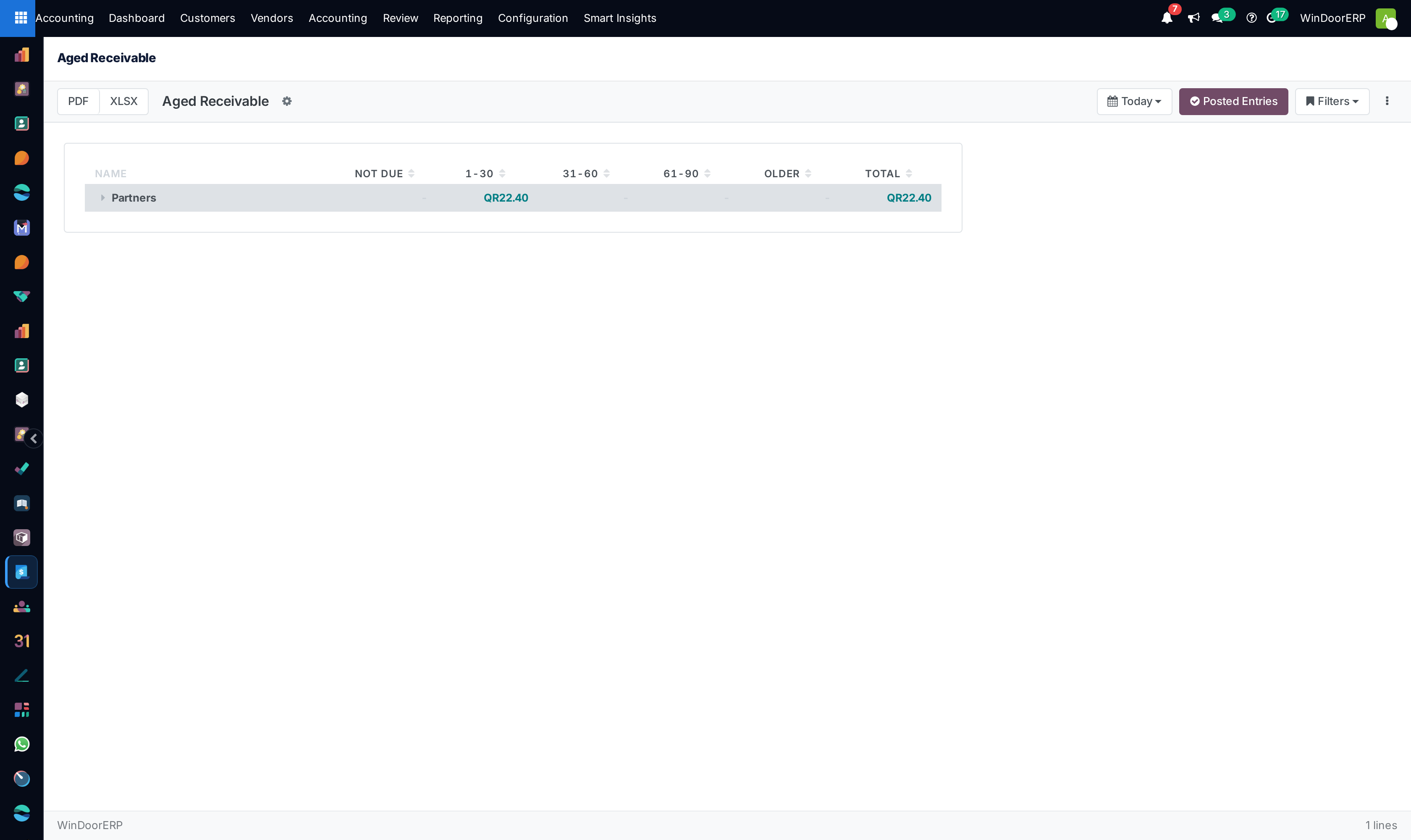 Aged receivable report screen
