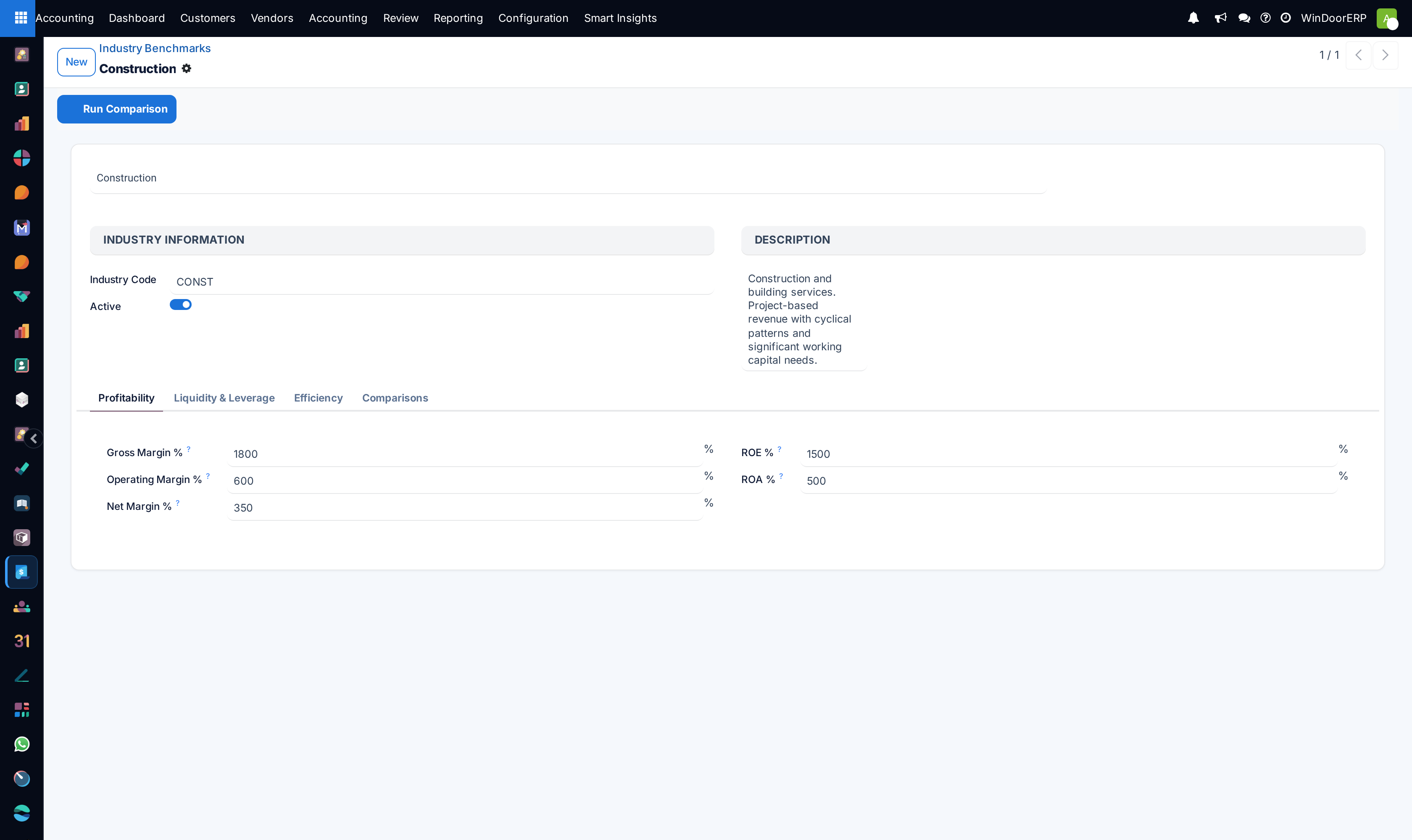 Benchmark standard configuration editor