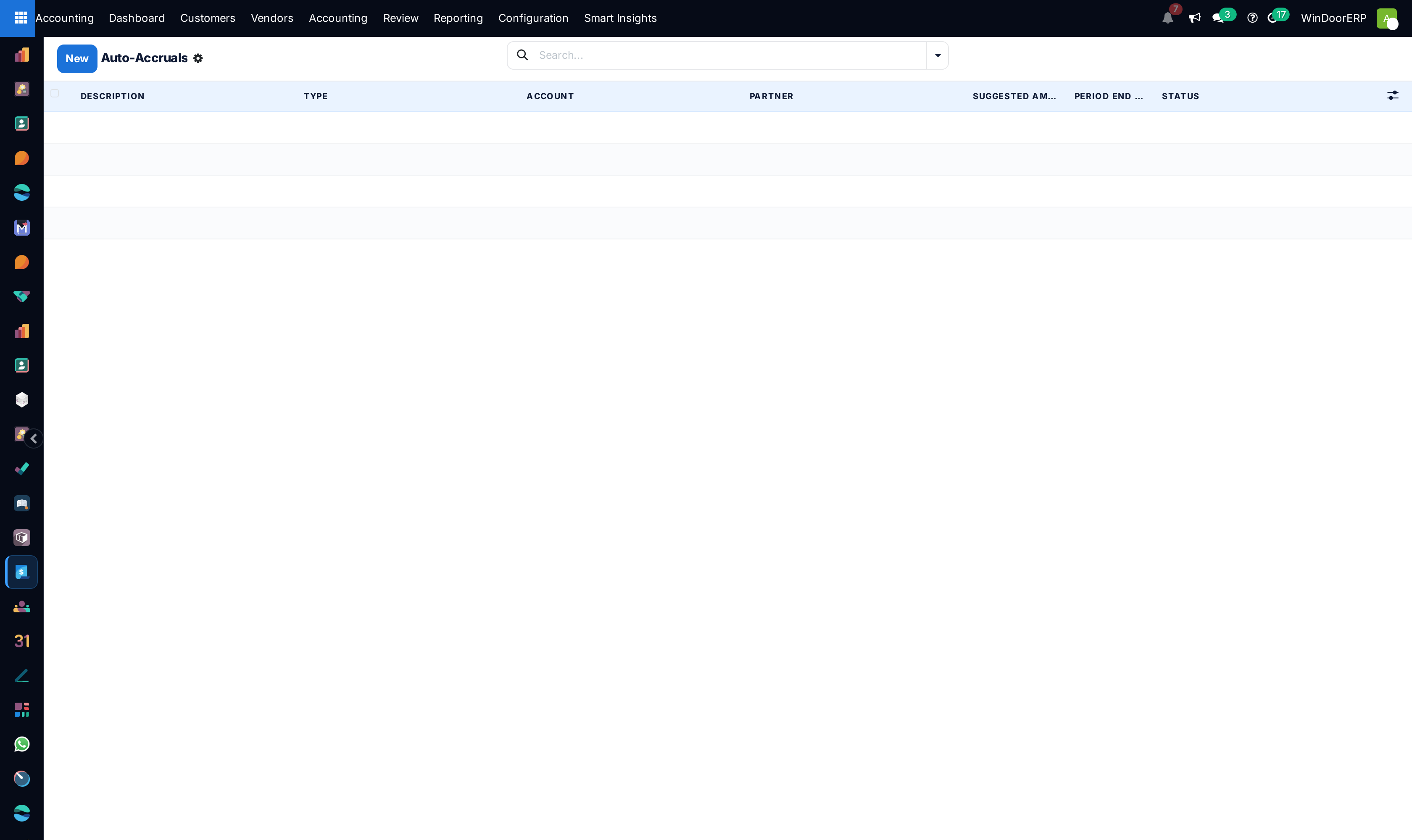 Automated recurring accrual entries list