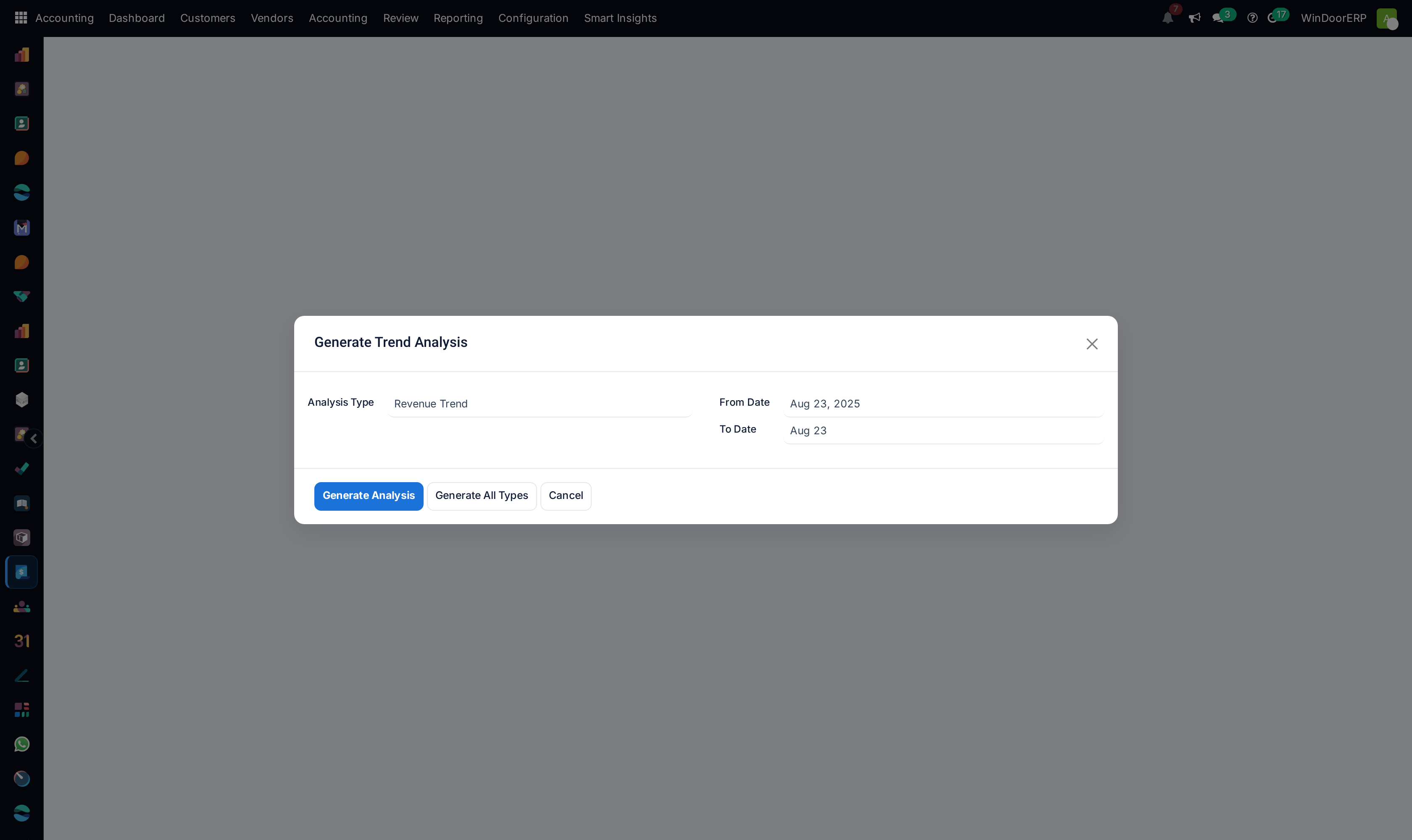 Trend analysis calculation generator form