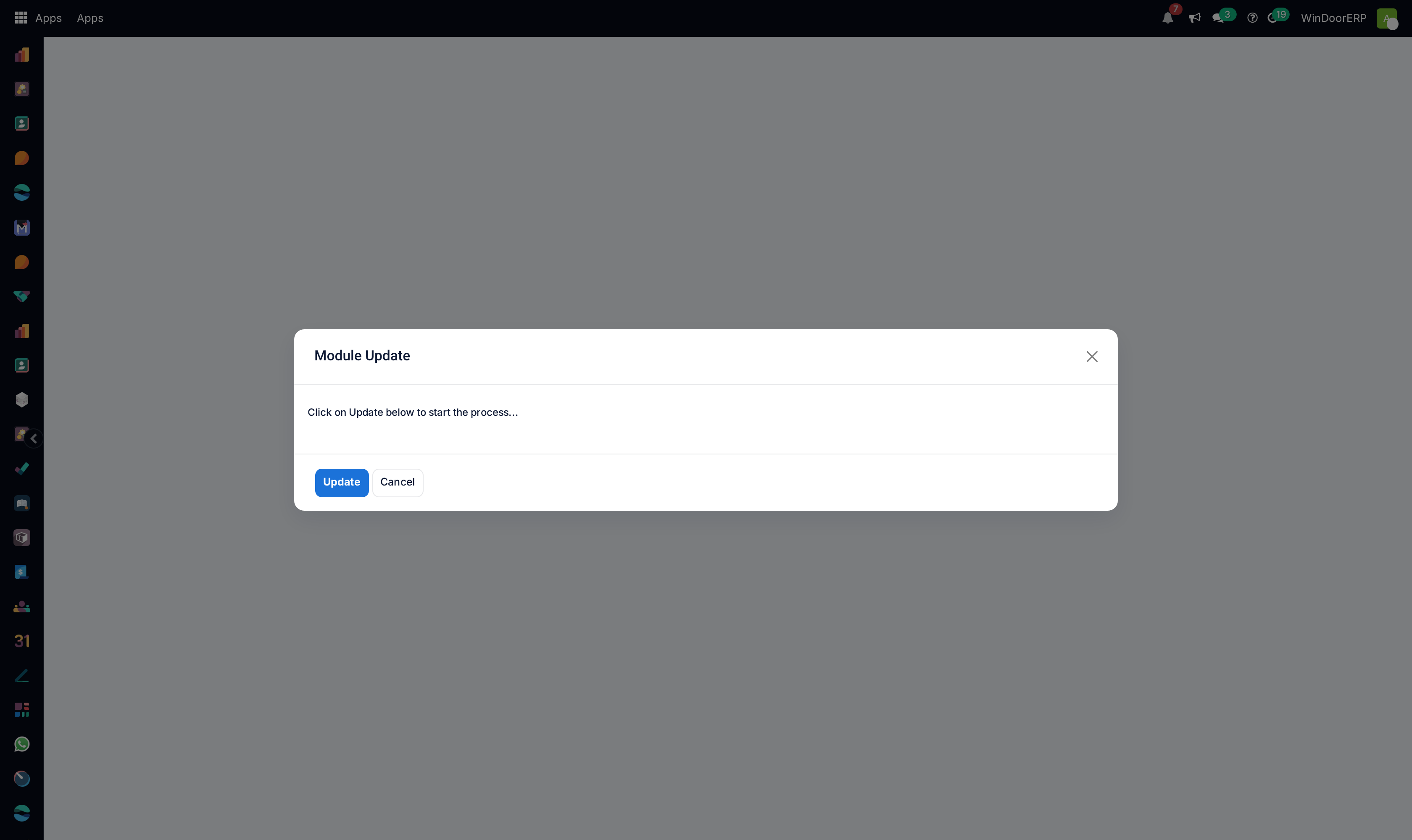 Update apps list server synchronization wizard