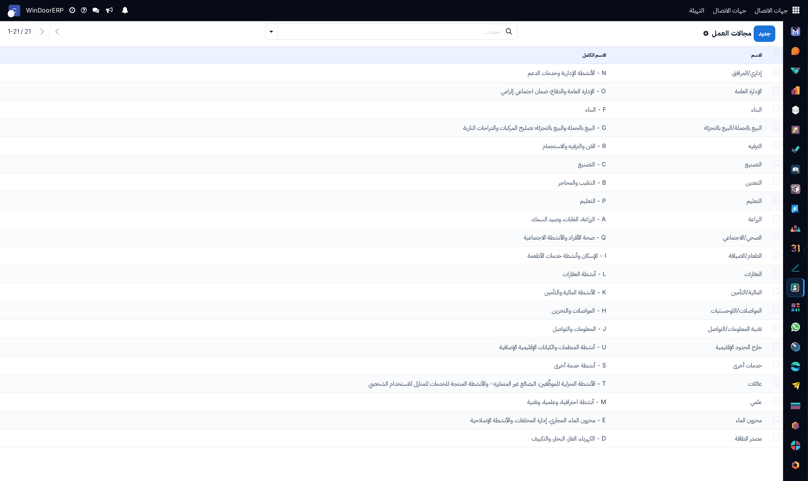 Industry sectors classification catalog