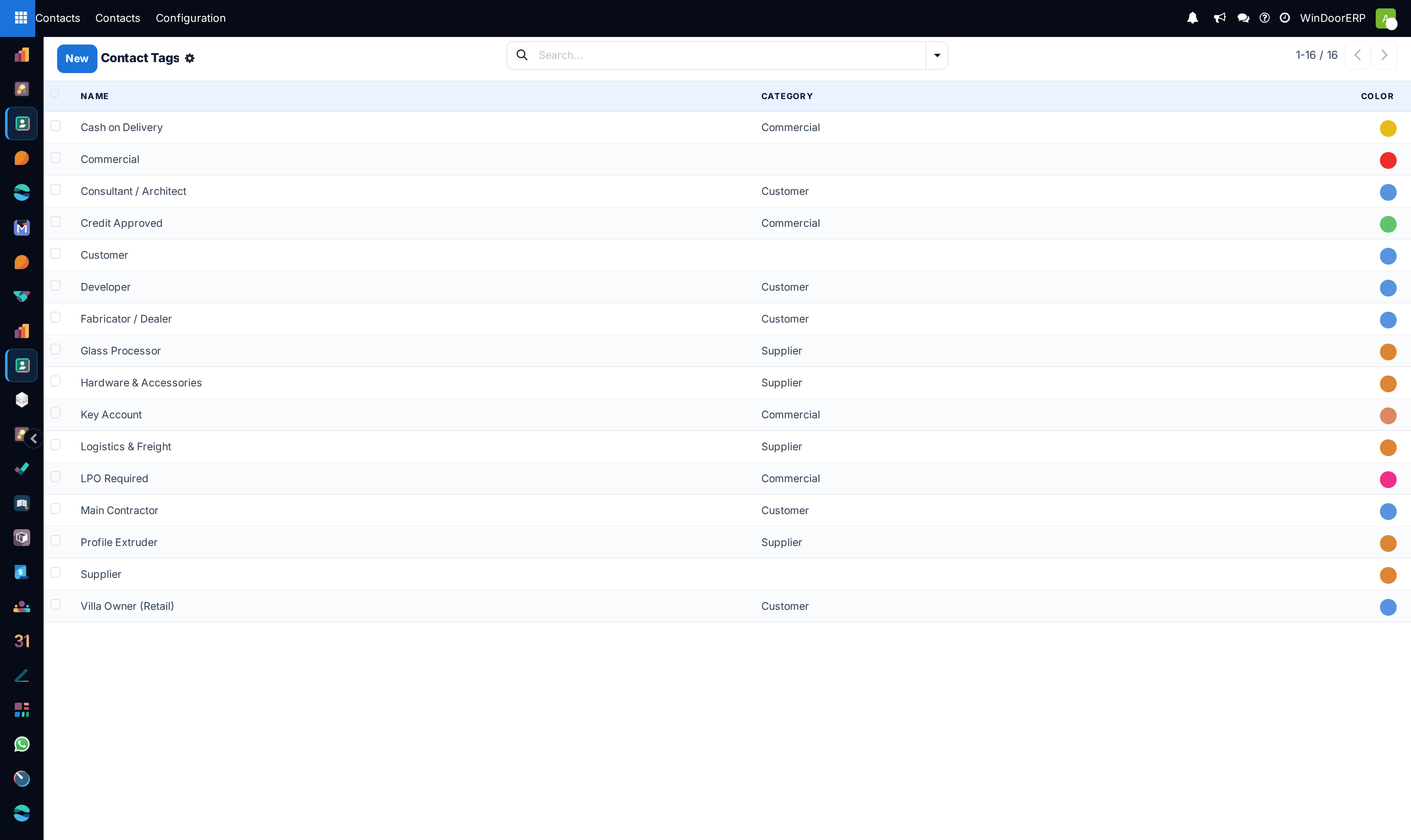 Contact taxonomy tags list