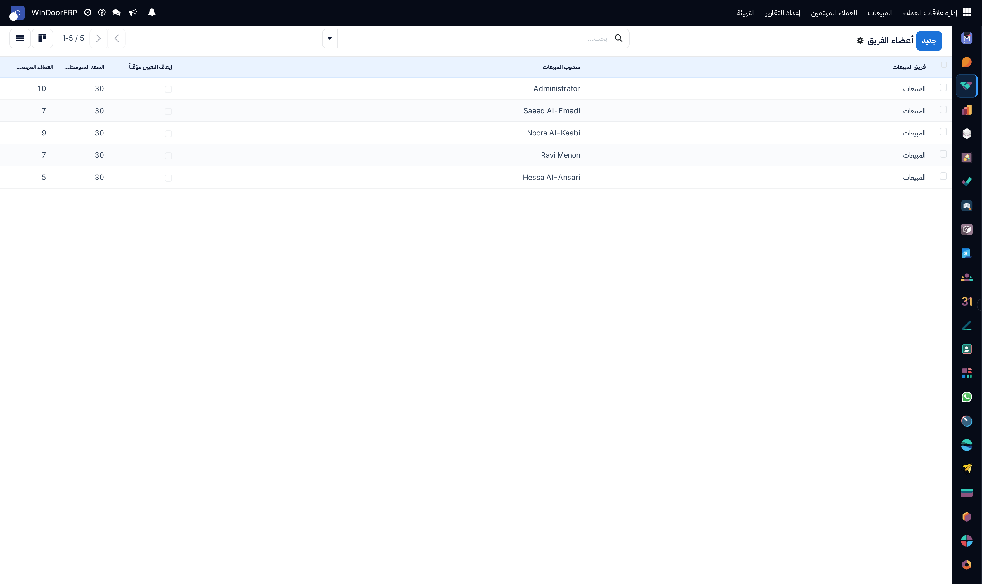 Team members list view with monthly lead assignments