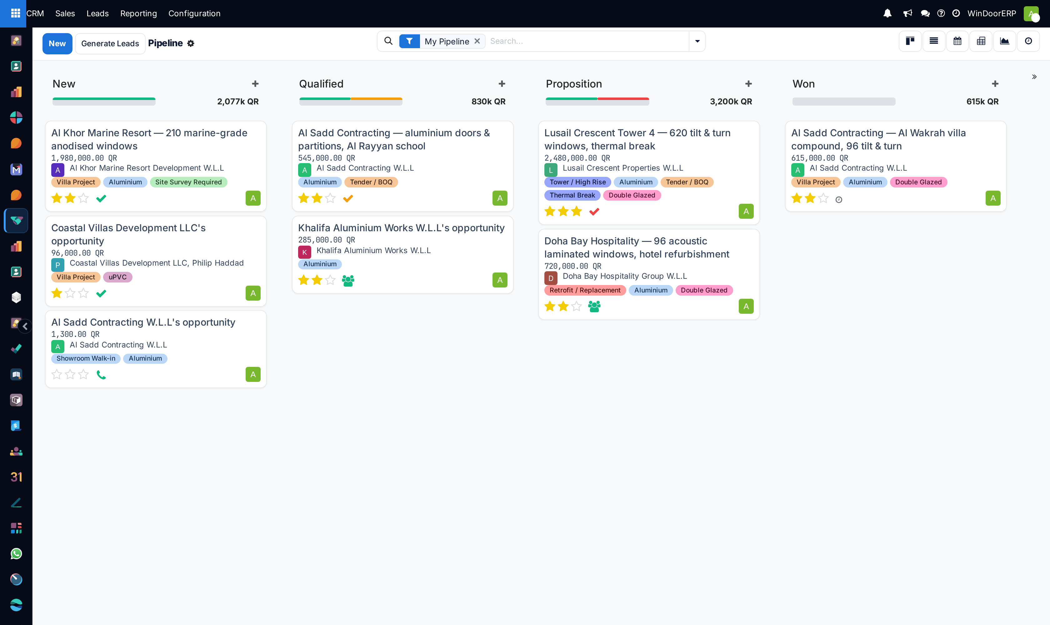 Configuring sales pipeline stages