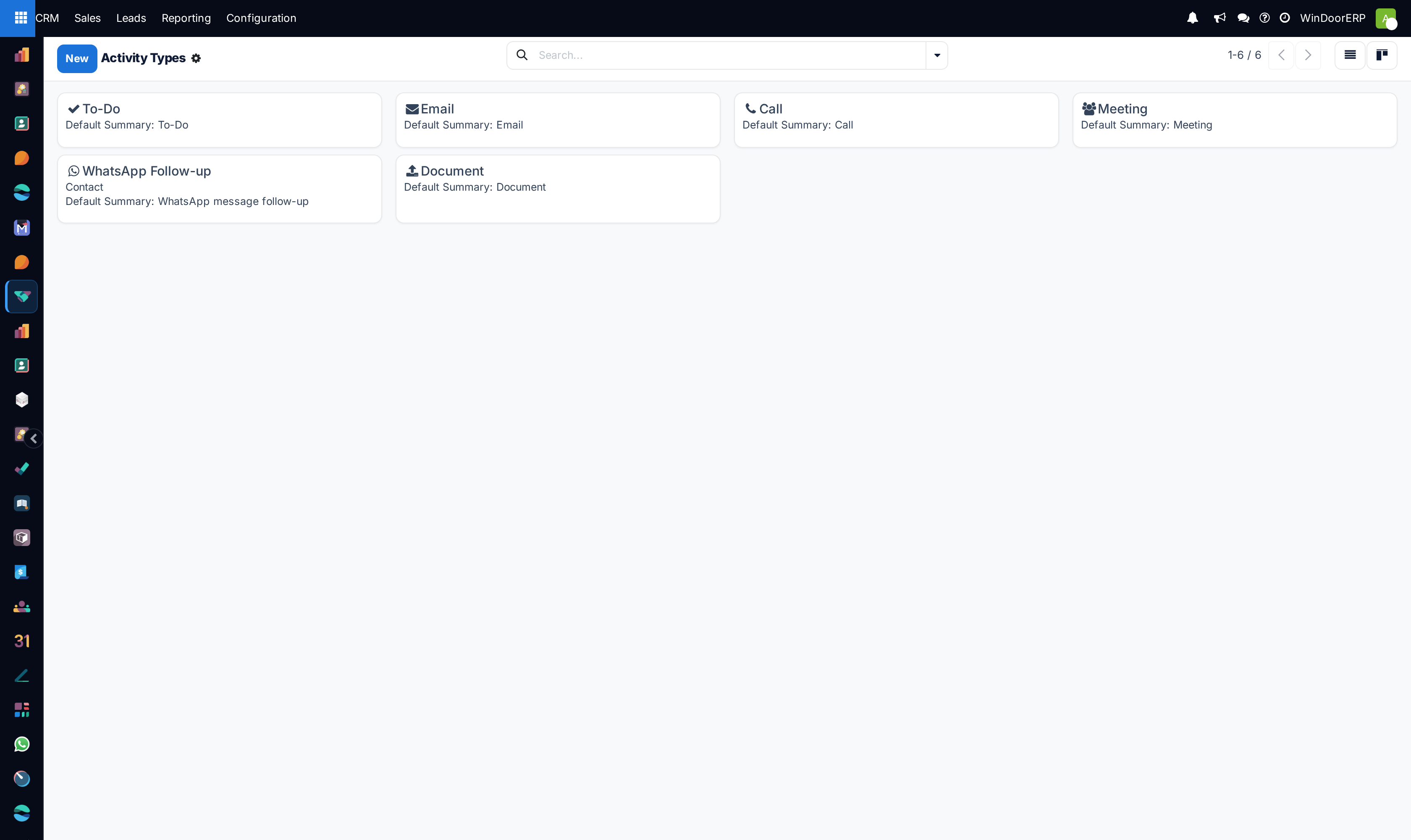 Activity types kanban overview