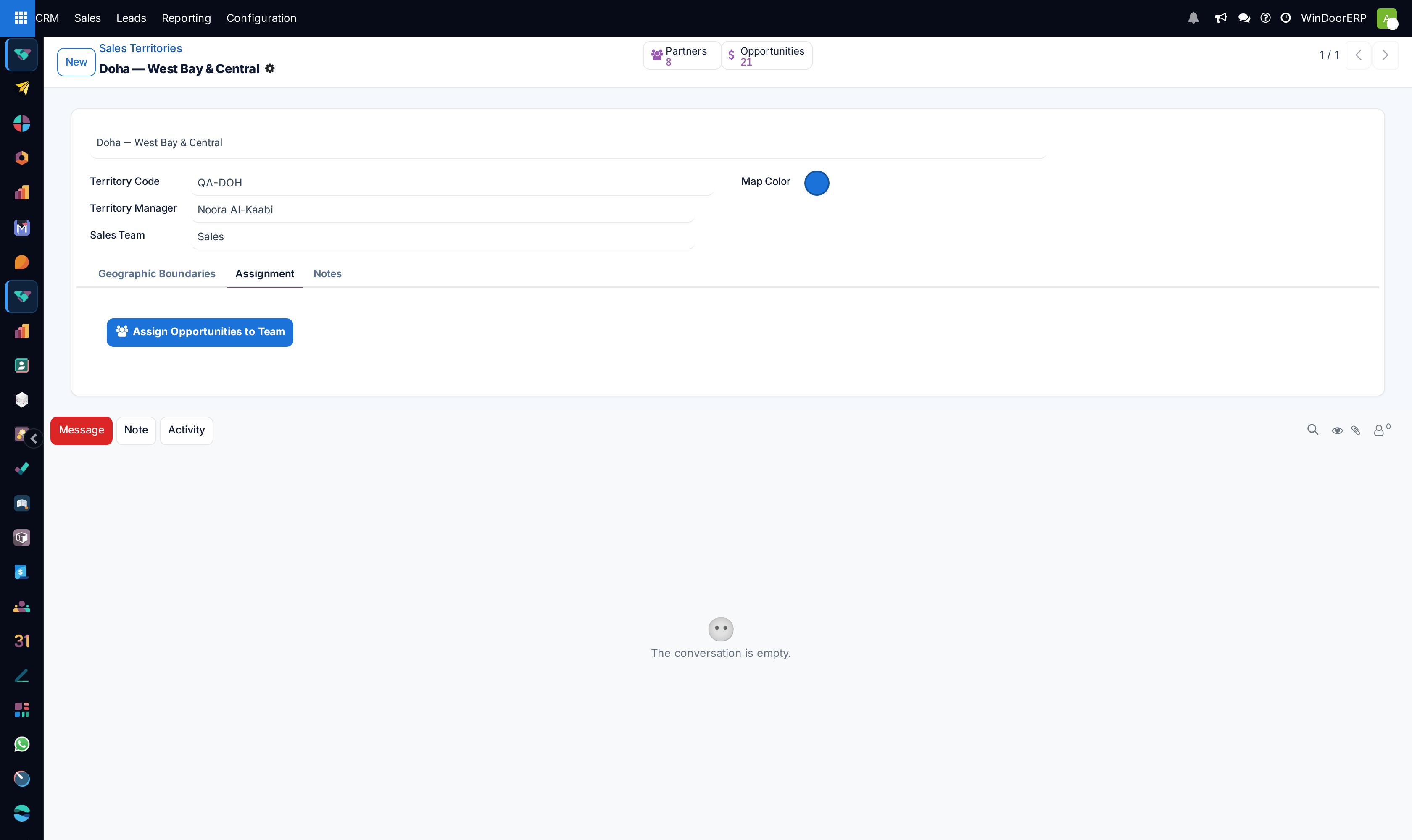 The Assignment tab with the Assign Opportunities to Team button