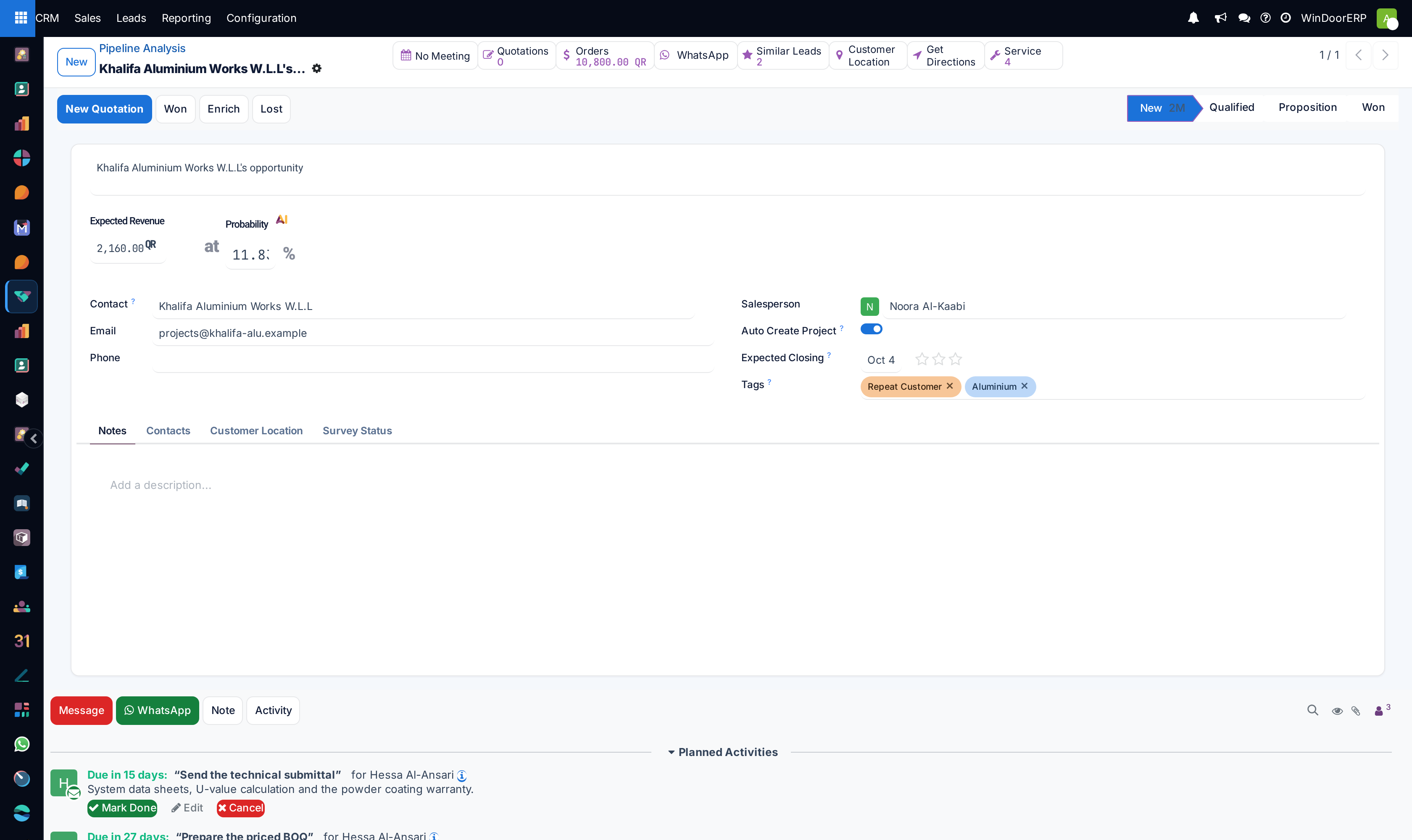Detailed pipeline record metrics view