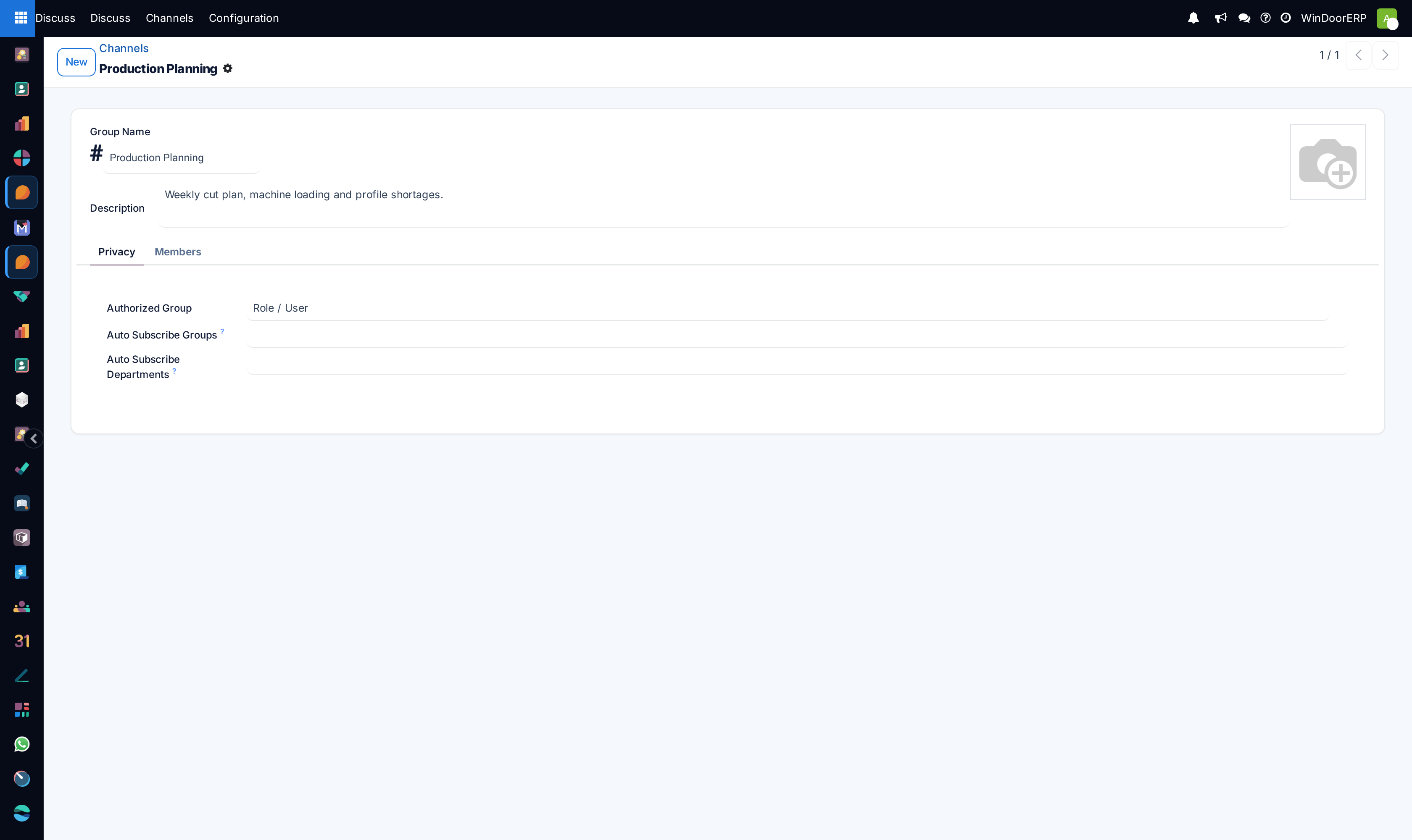 Channel configuration form and member management