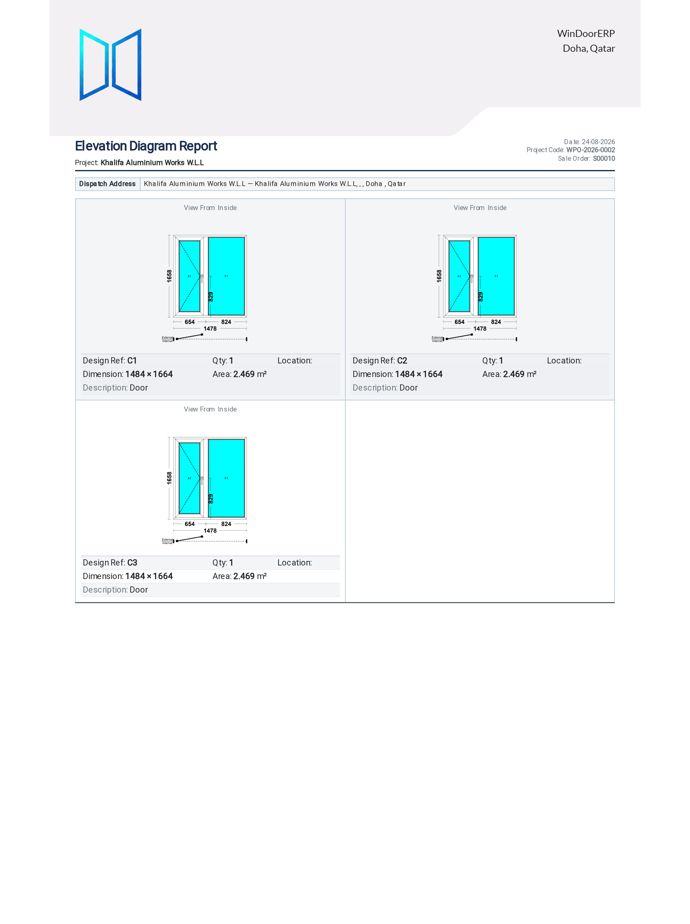 Parametric elevation diagram printable submittal with dimensions and profile cross sections