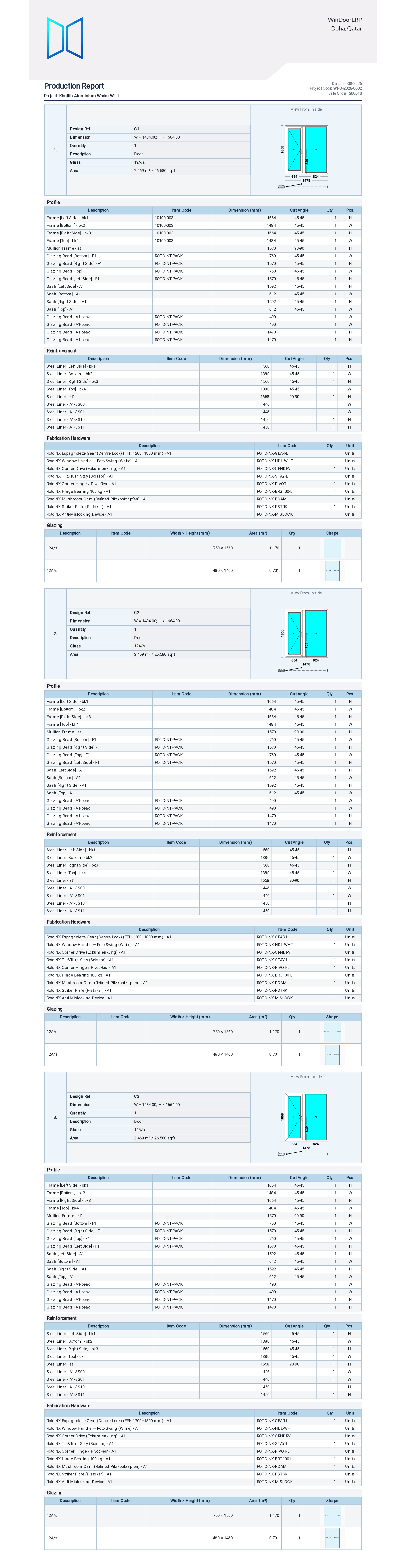 Comprehensive production itemized fabrication dossier