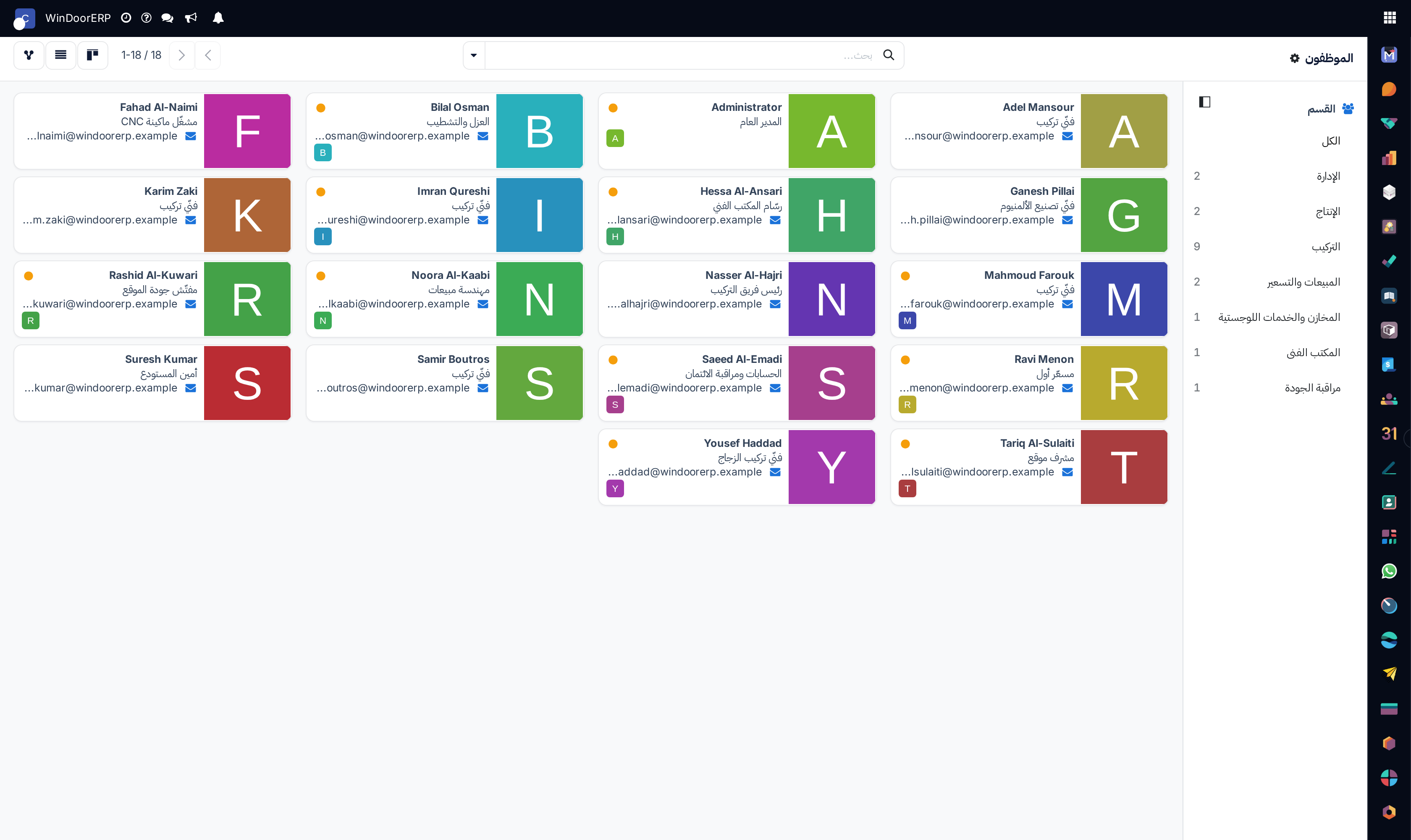 Company directory kanban grid