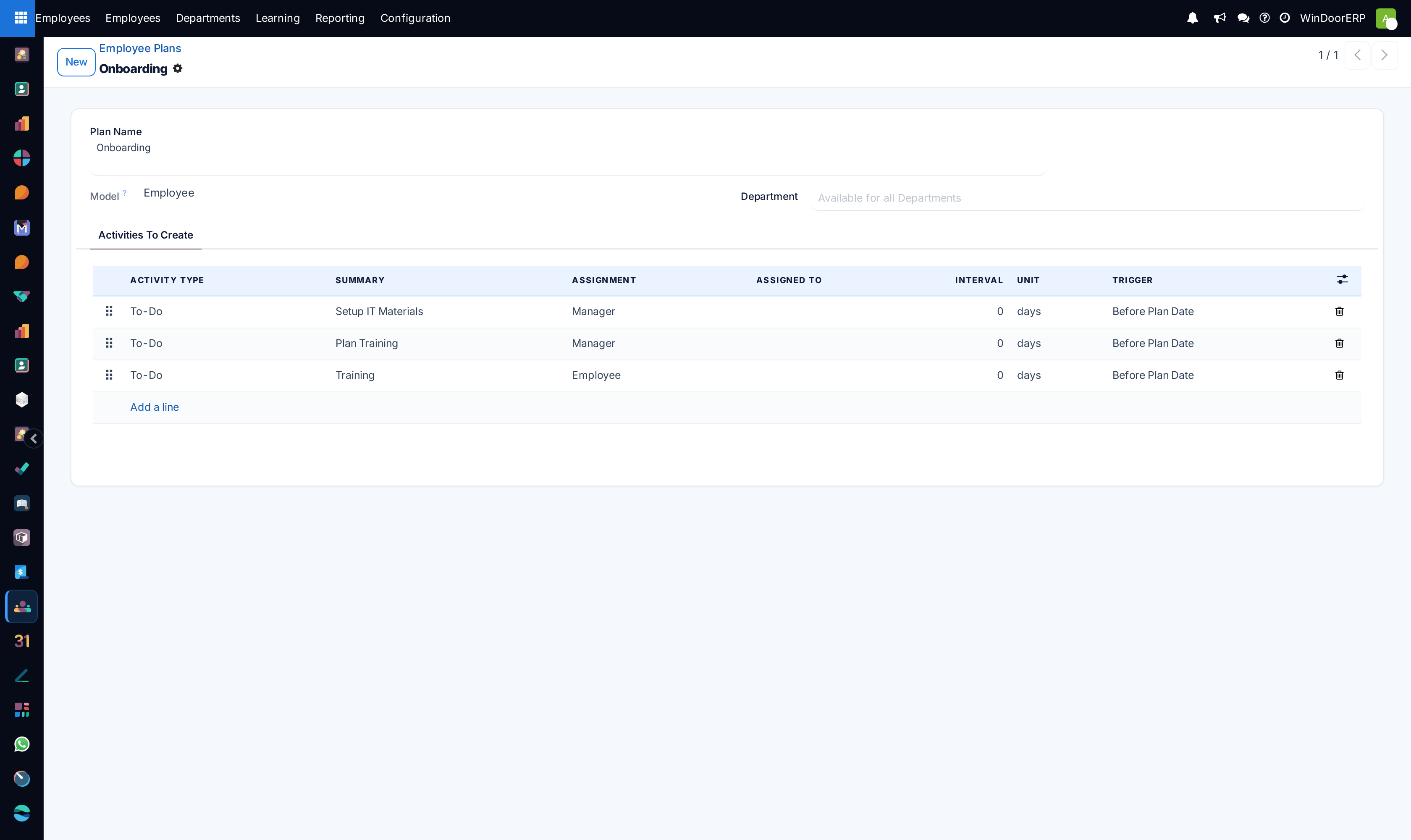 Onboarding plan activity editor form