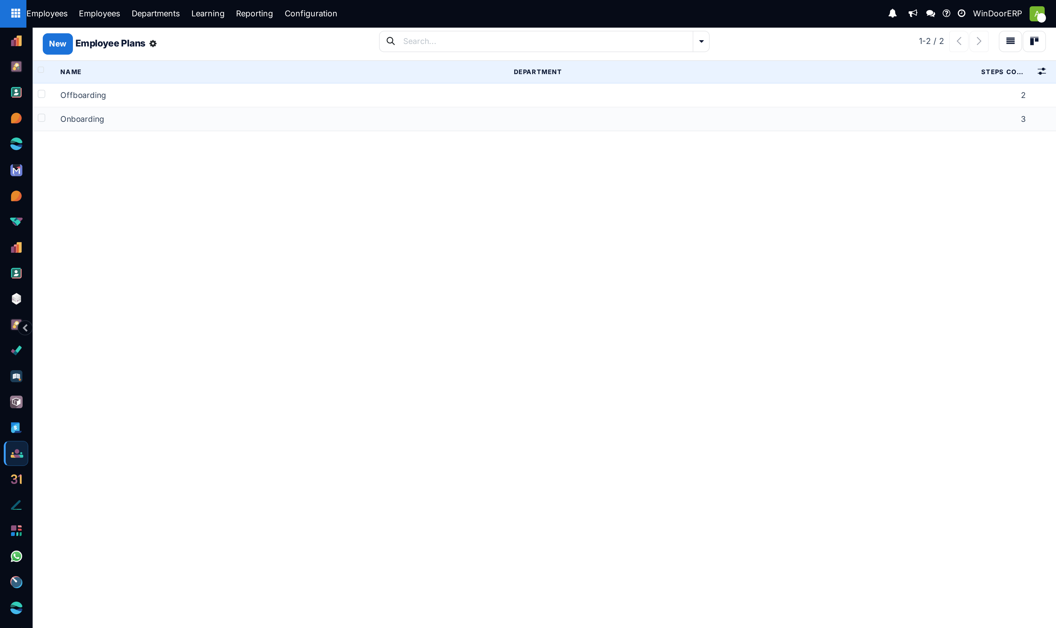 Onboarding and offboarding plans list