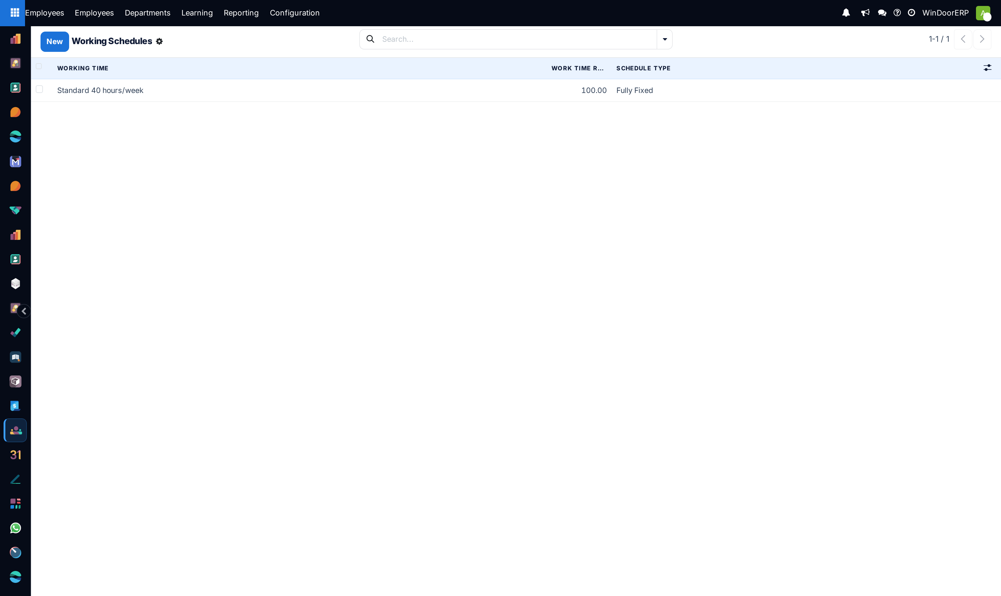 Working schedules and factory shift templates list