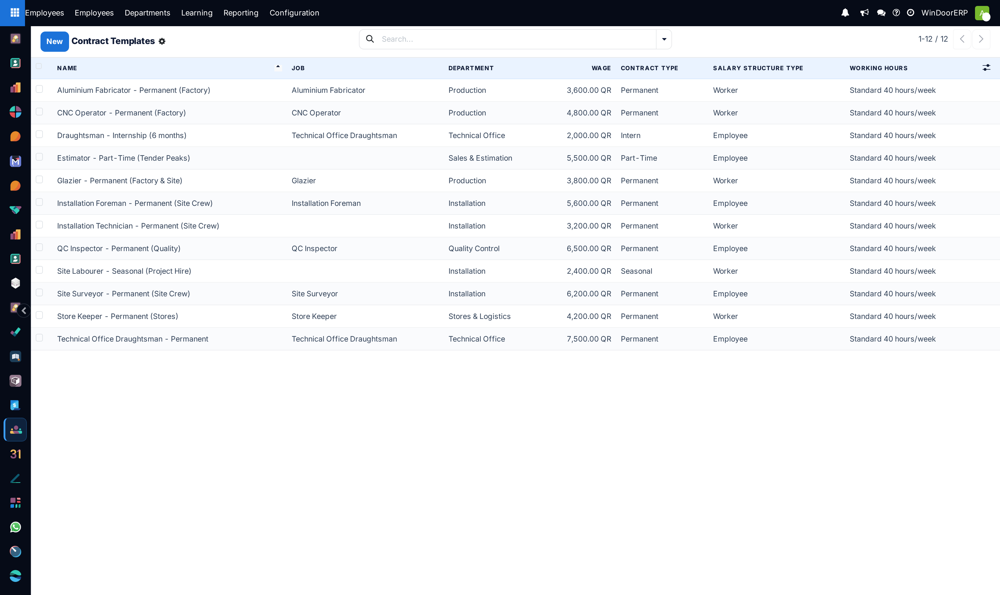 Contract templates catalog list