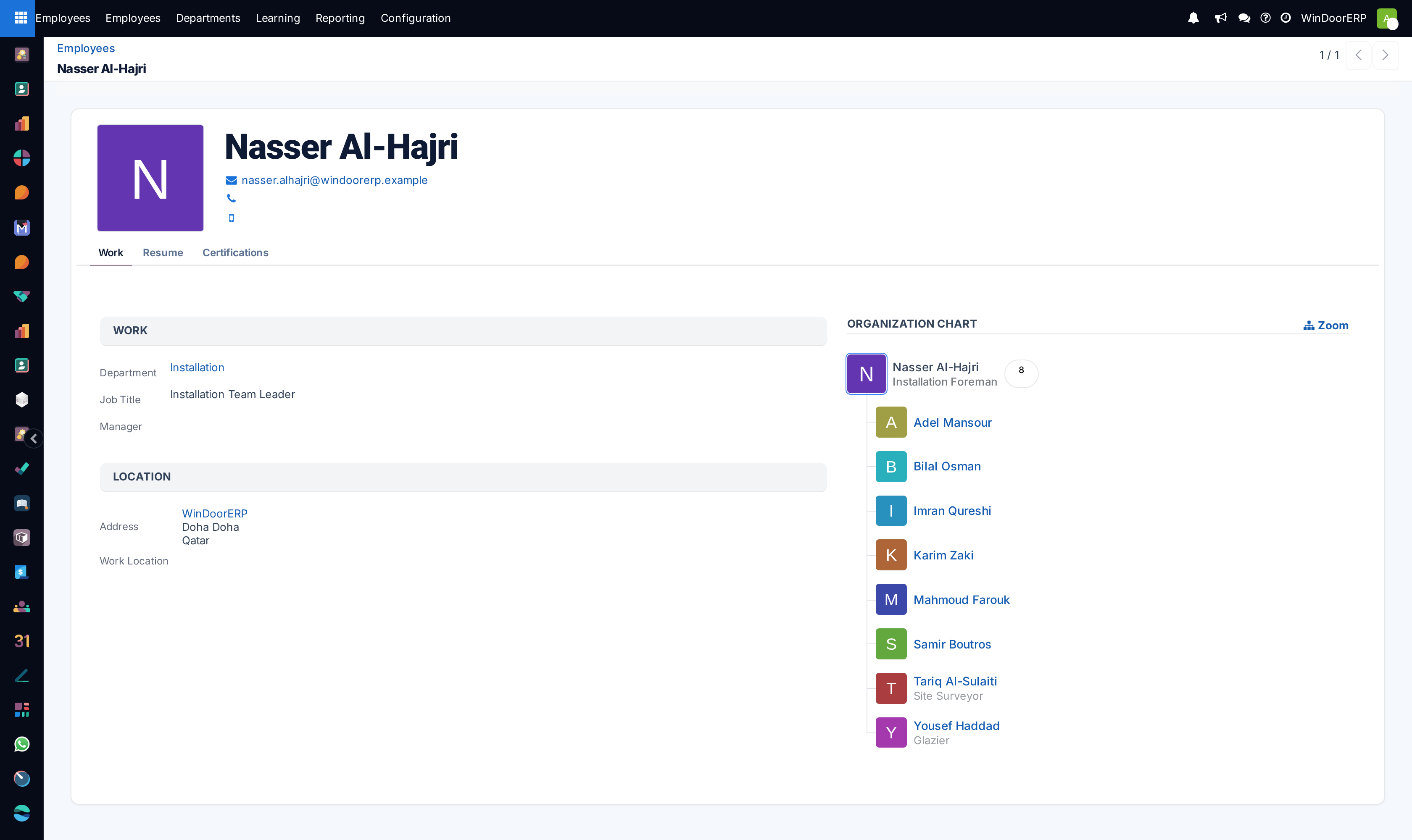 Directory quick contact card editor profile