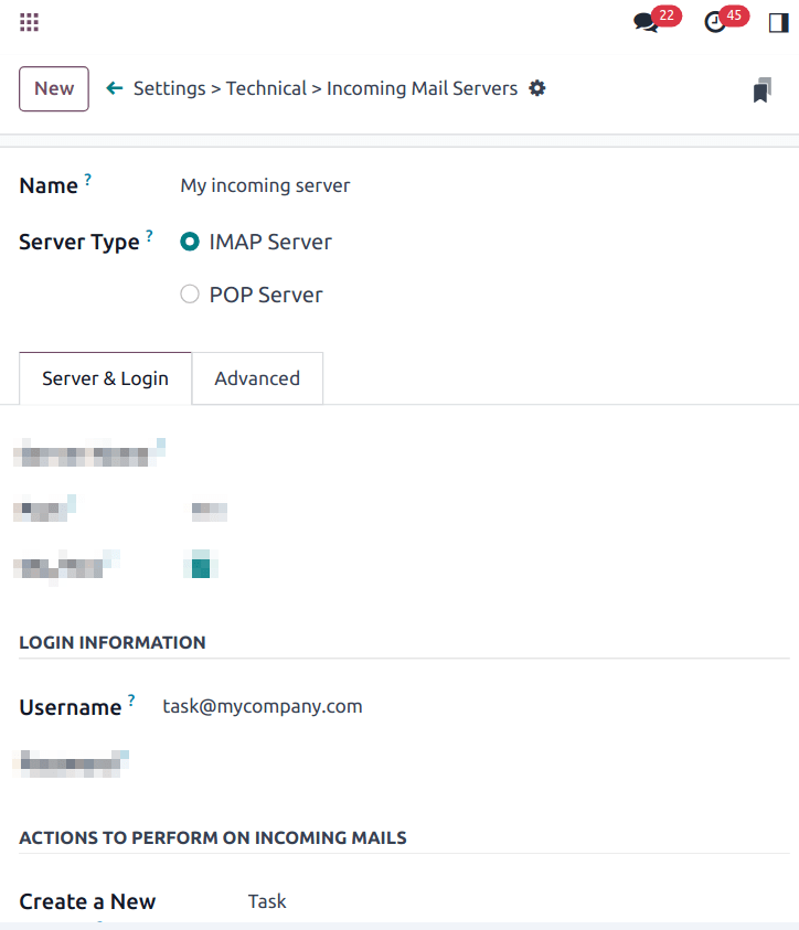 Technical schema of mailing route when using a custom domain in WindoorERP.