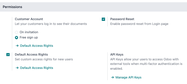 Enabling Password Reset in the Settings app.