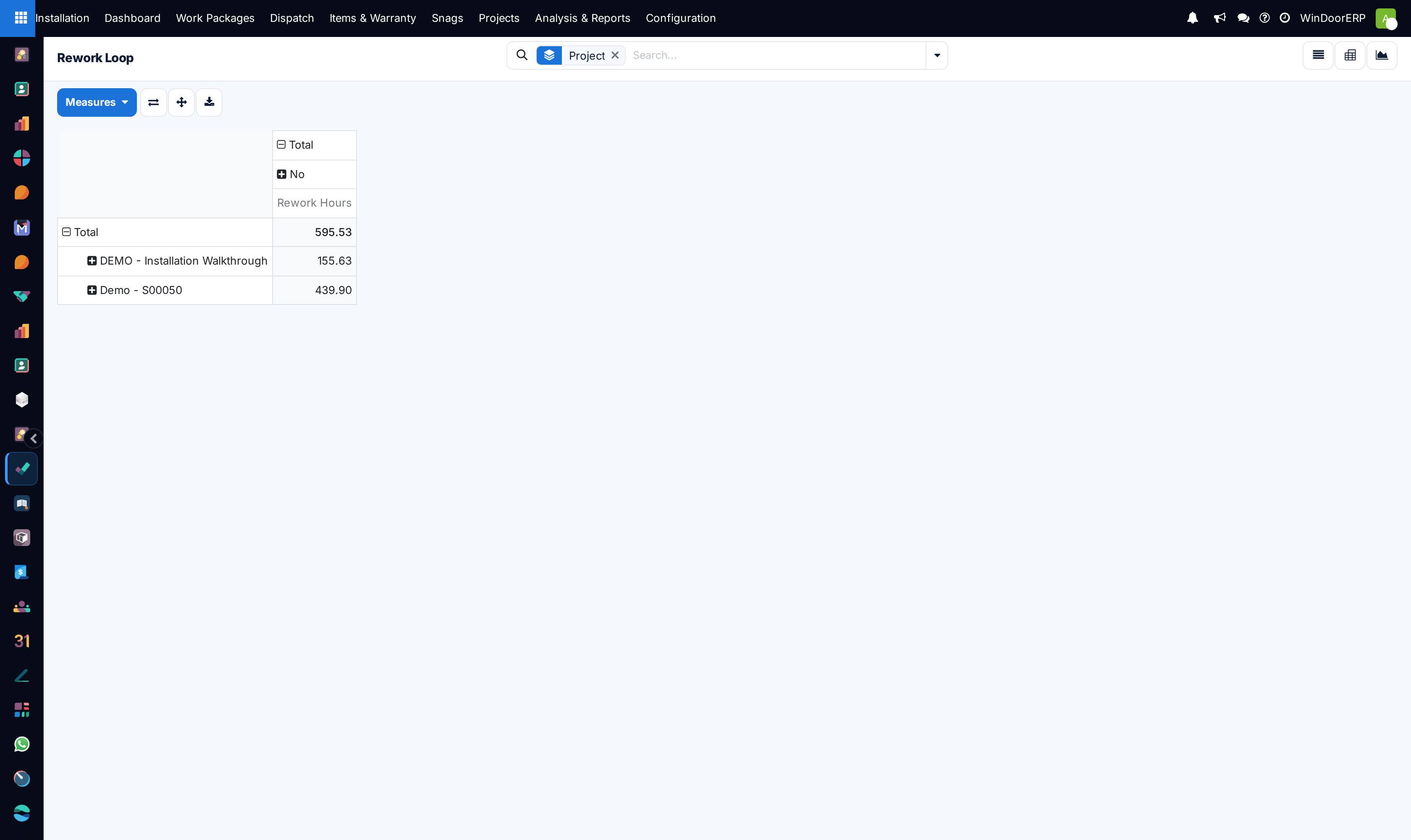 Rework financial cost pivot table broken down by project and subcontractor