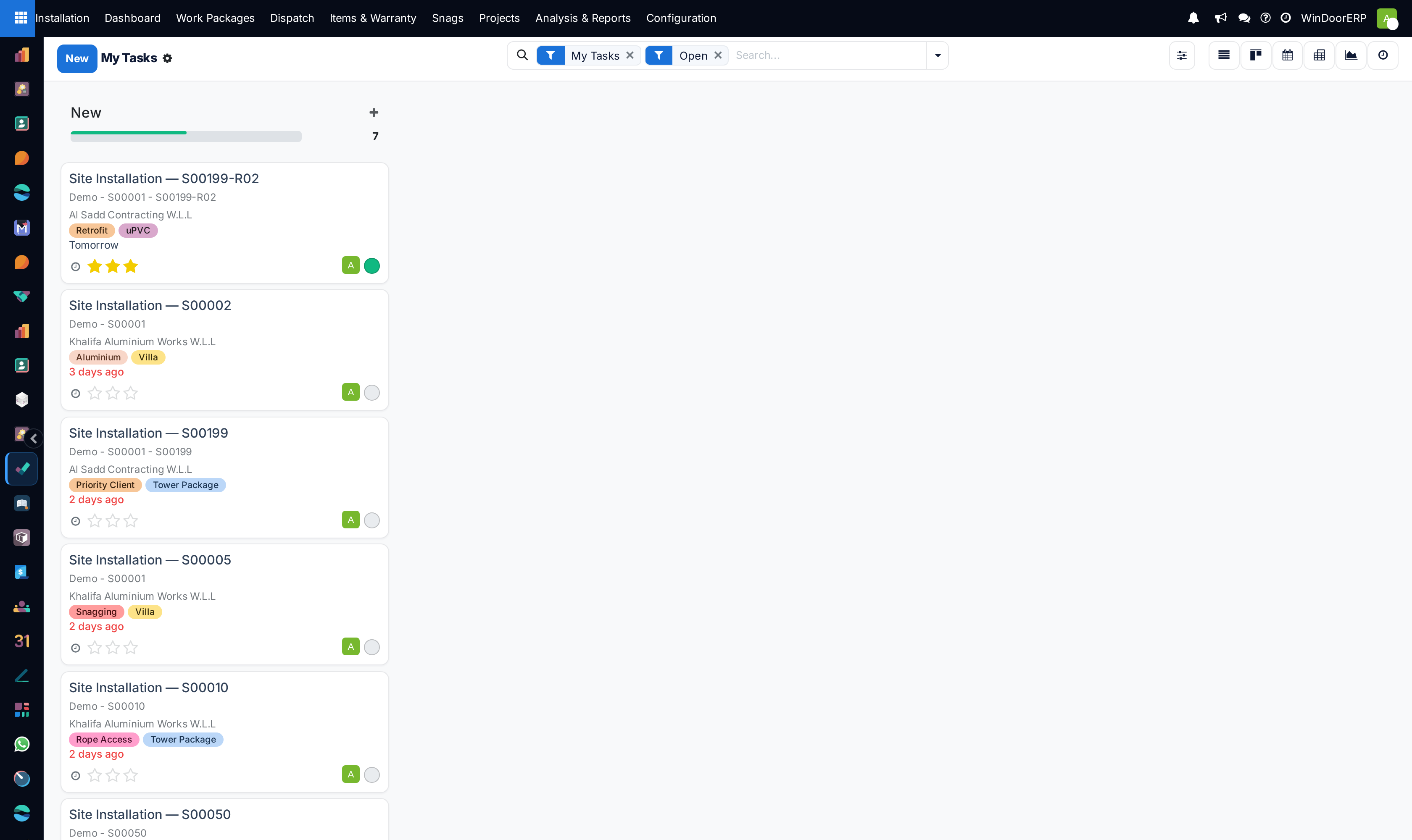 My tasks personalized kanban board for mobile field execution