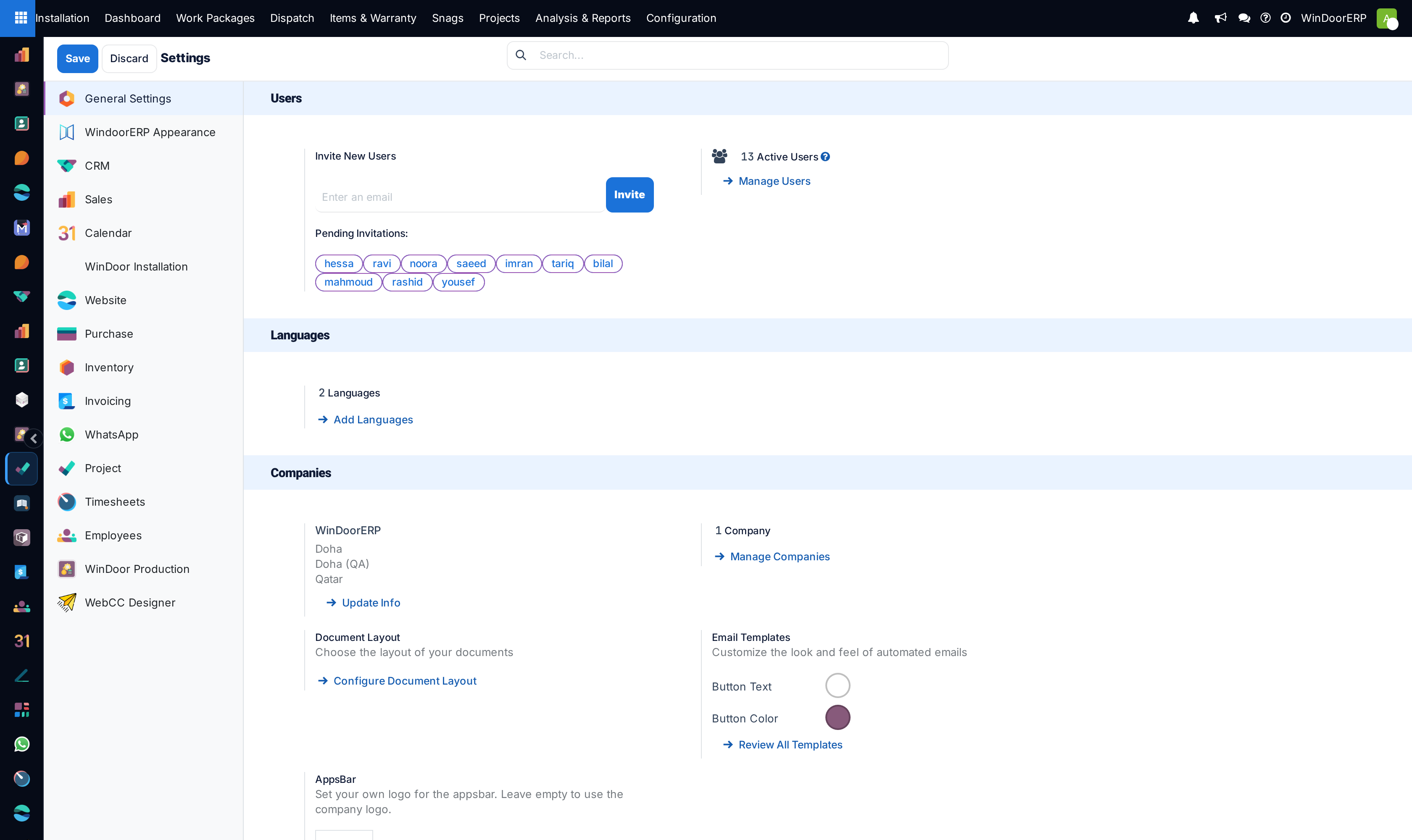 Extended installation settings form with warranty terms and digital signature policies