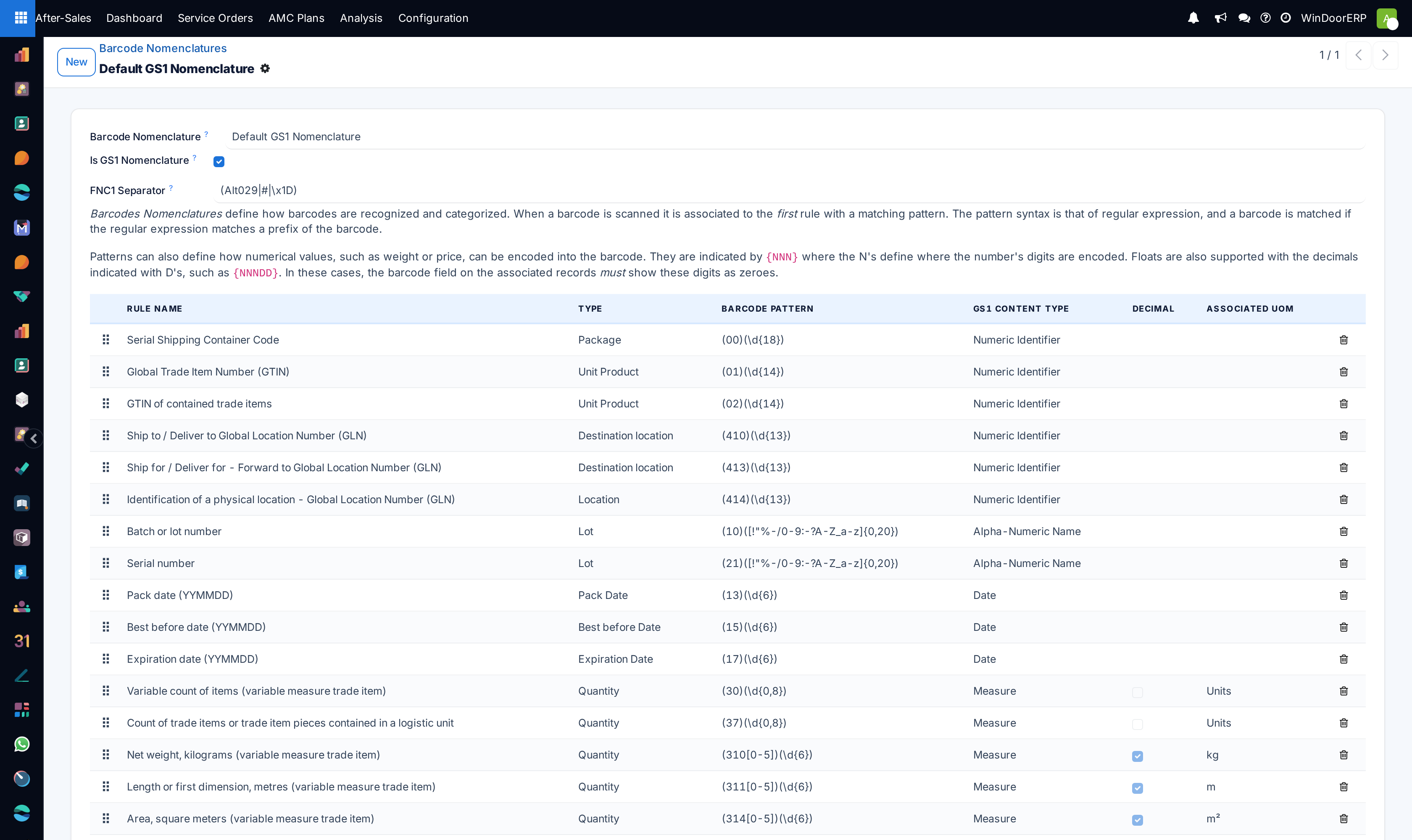 Configuring barcode rules, prefixes and barcode formats.