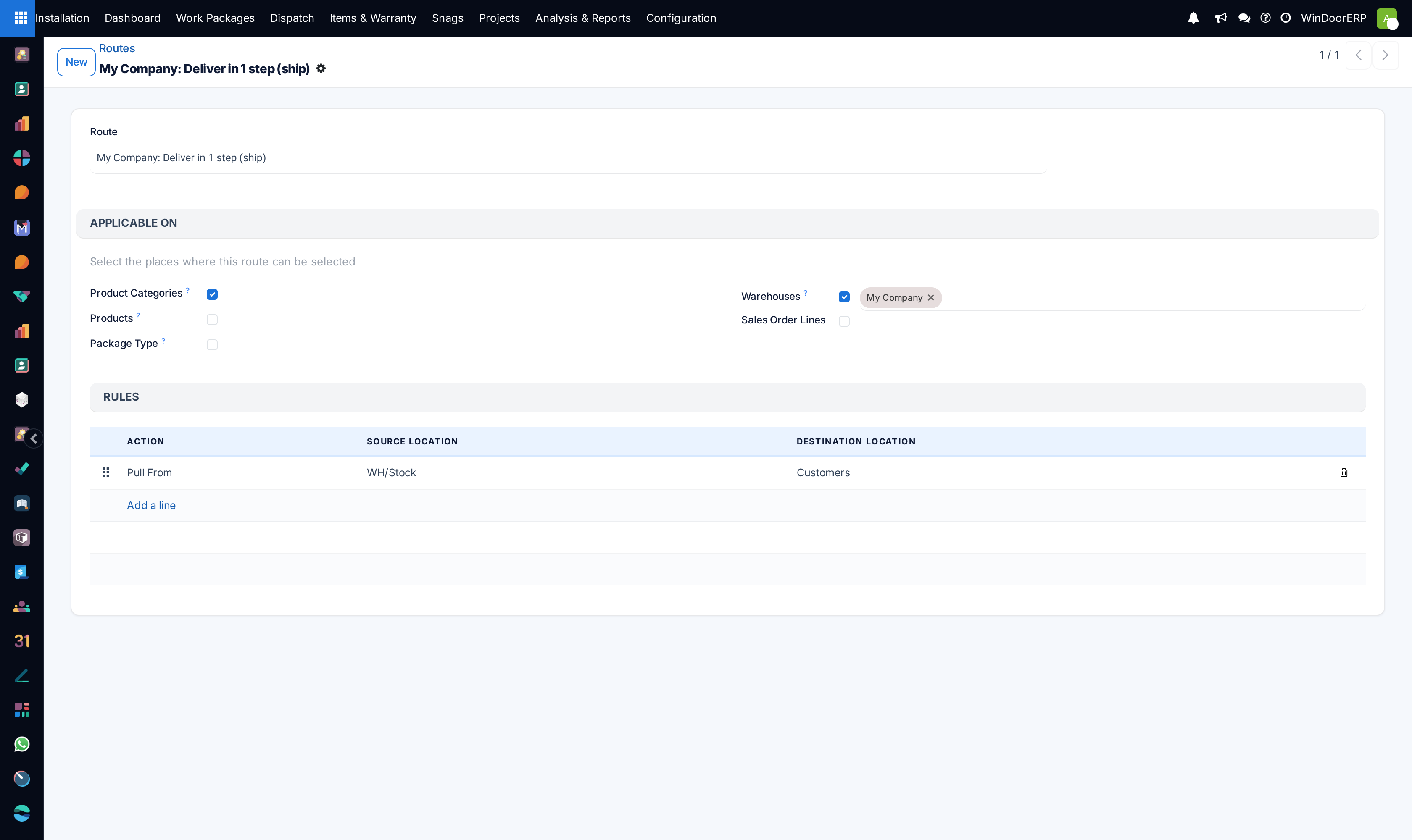 Configuring dropship route delivering custom accessories directly to site from supplier.