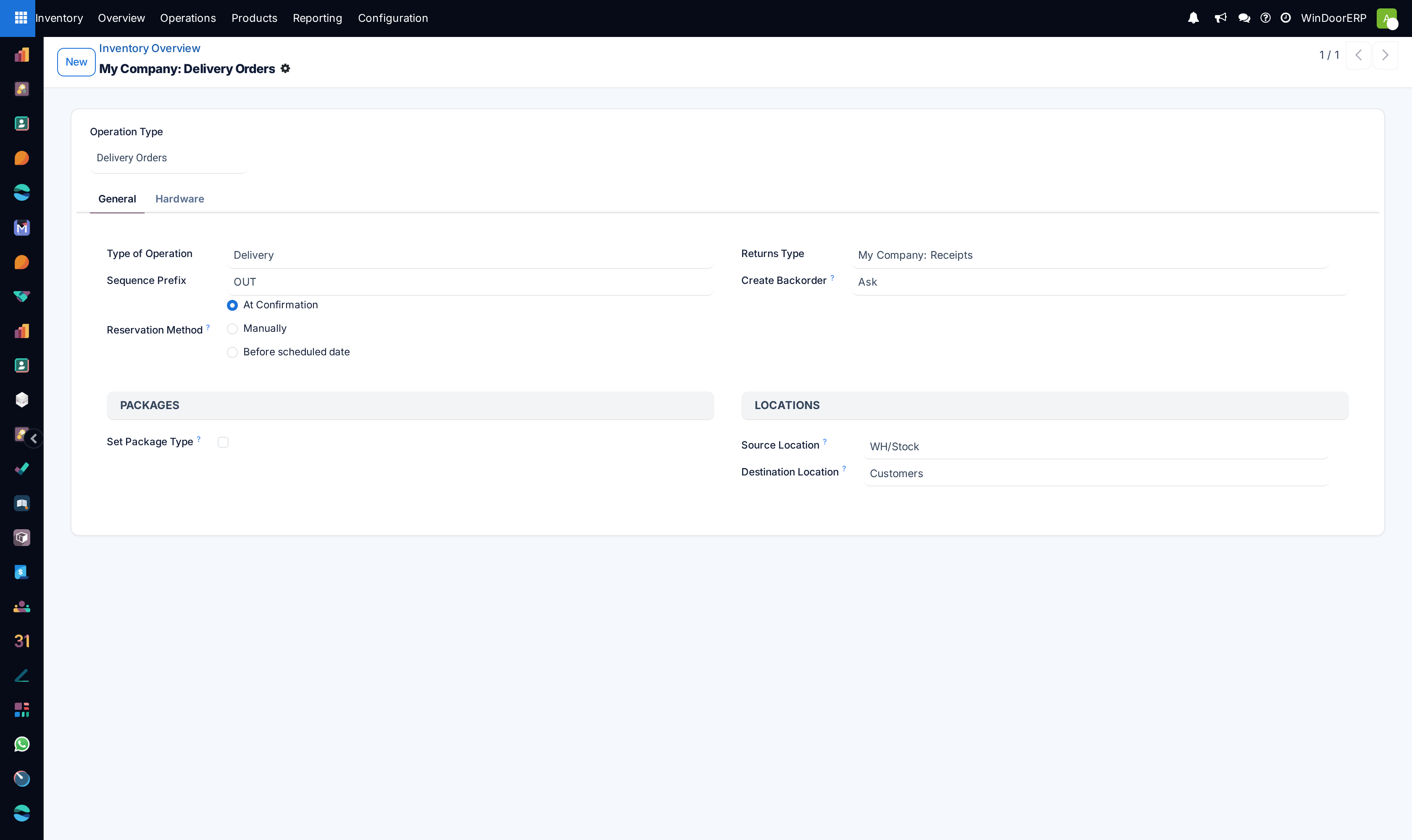 Inventory overview dashboard form