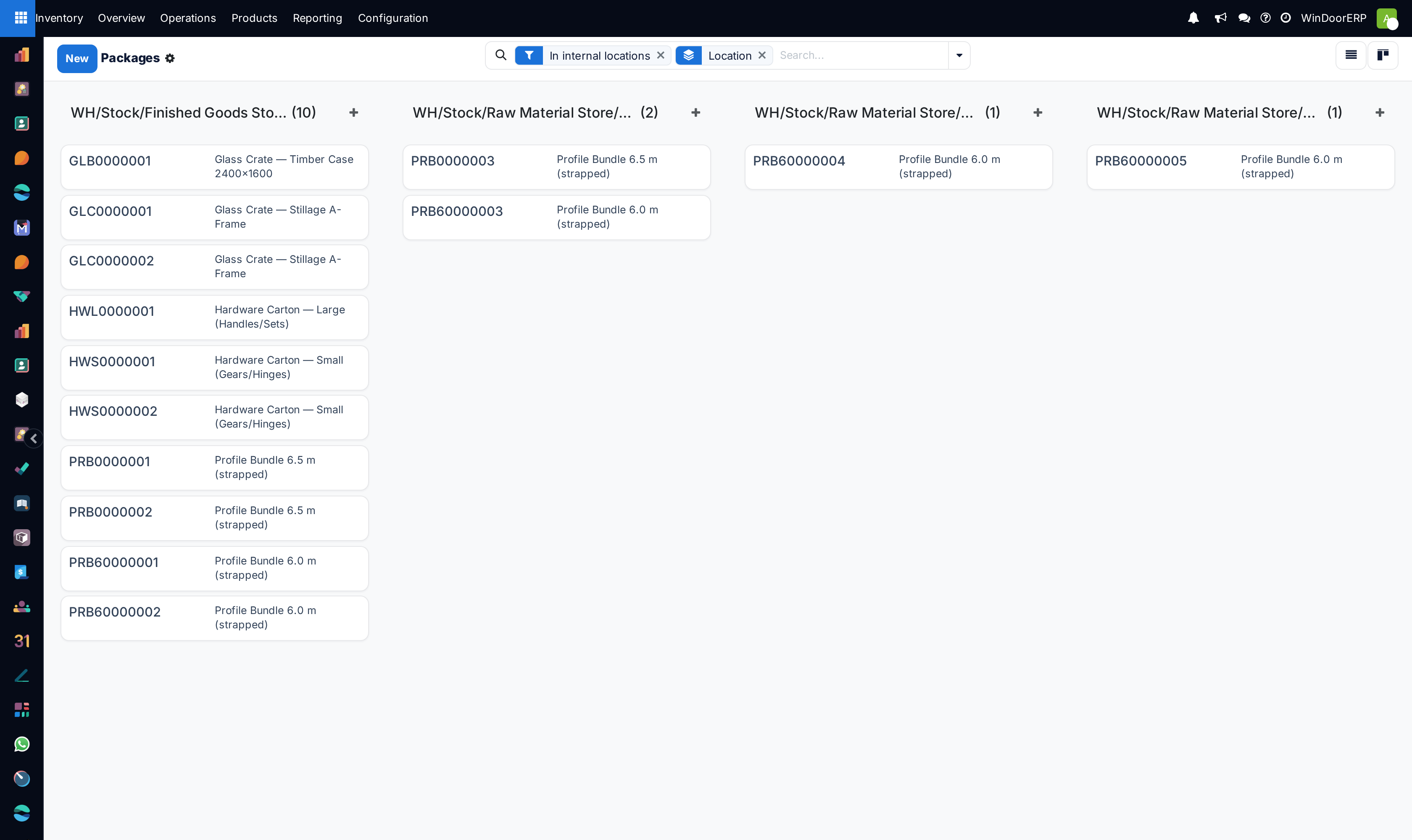 Packages and batch staging board for multi-order profile picking.