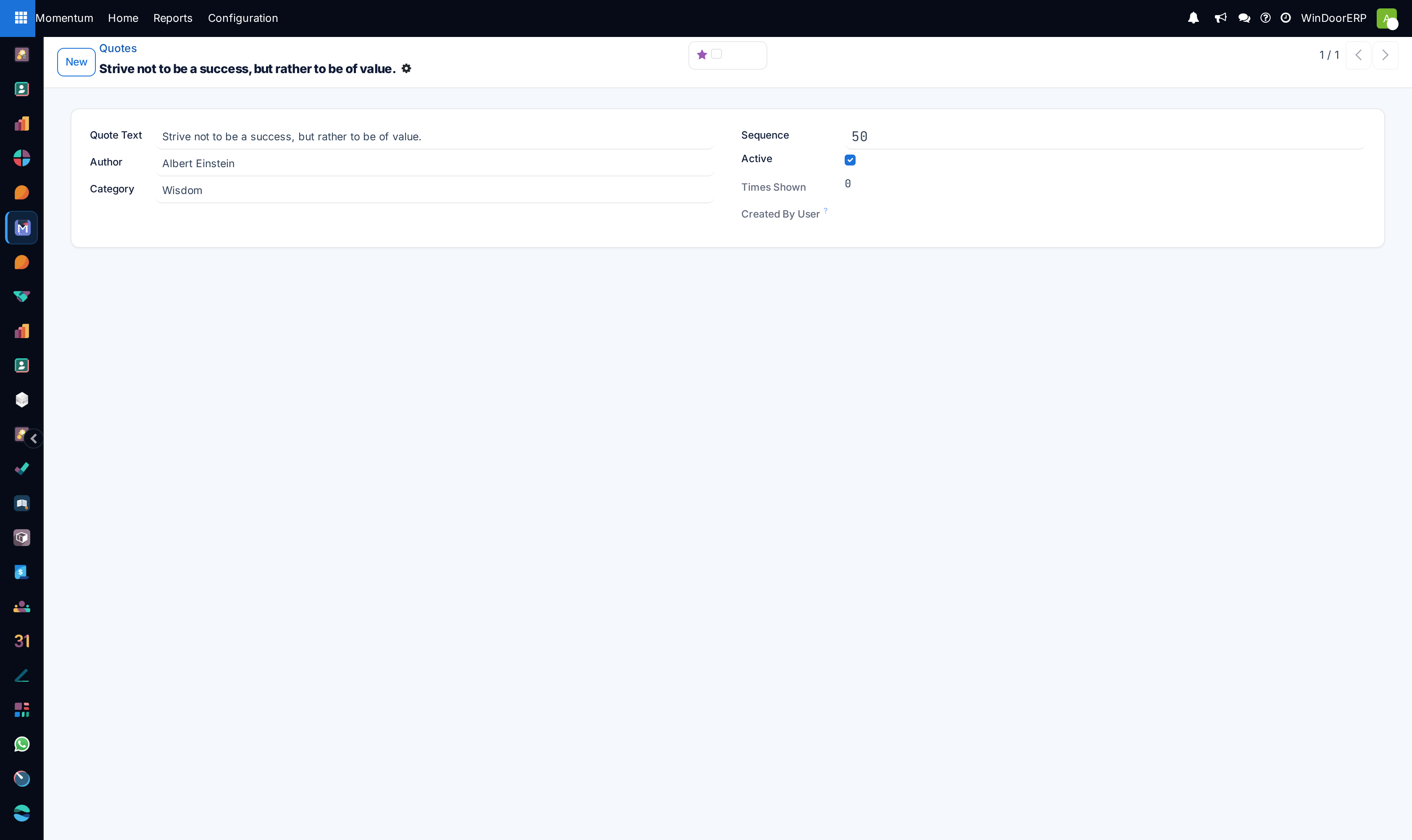 Quote editor with author and category bindings
