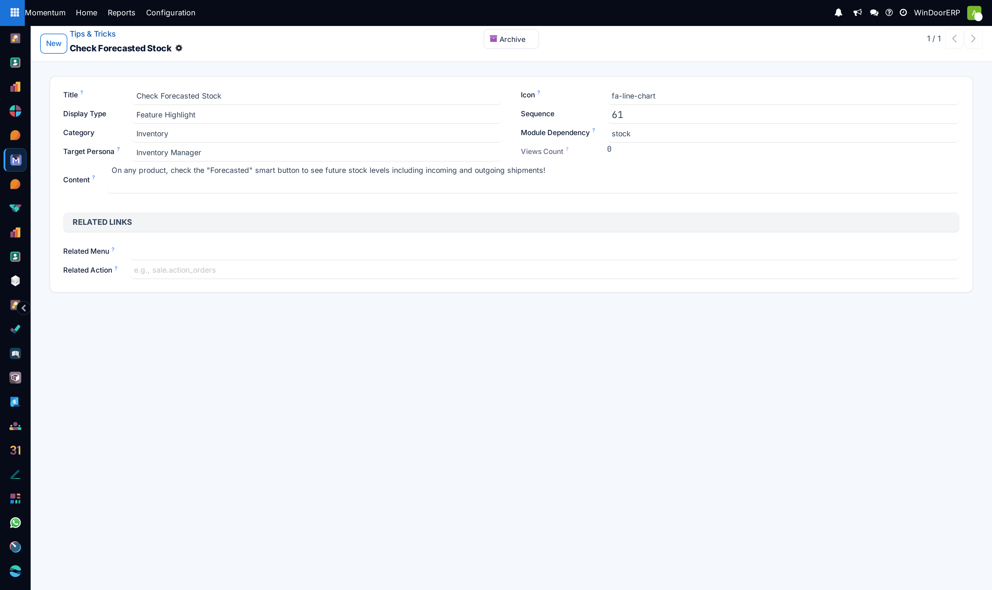 Tip and trick editor form