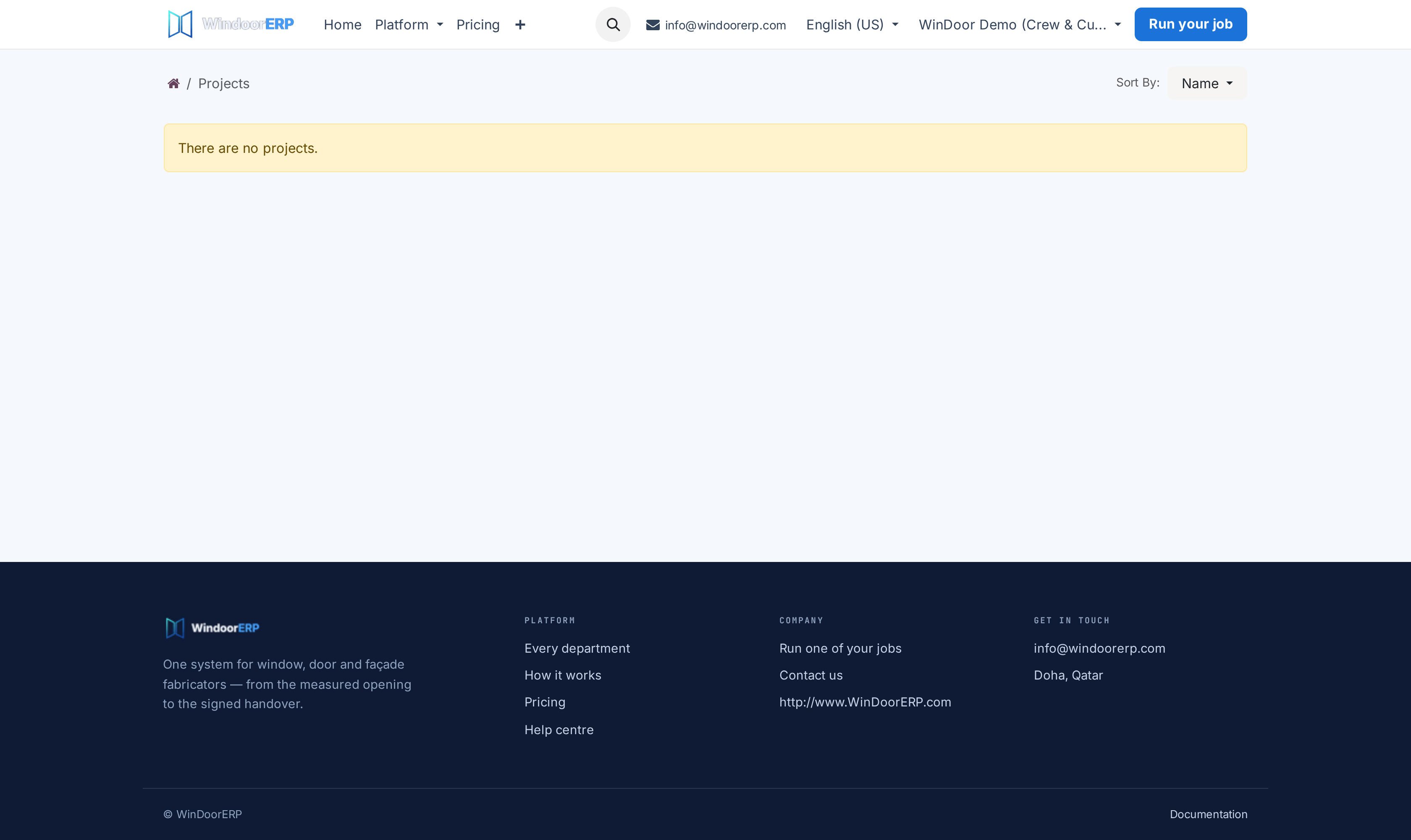 Customer architectural projects overview screen
