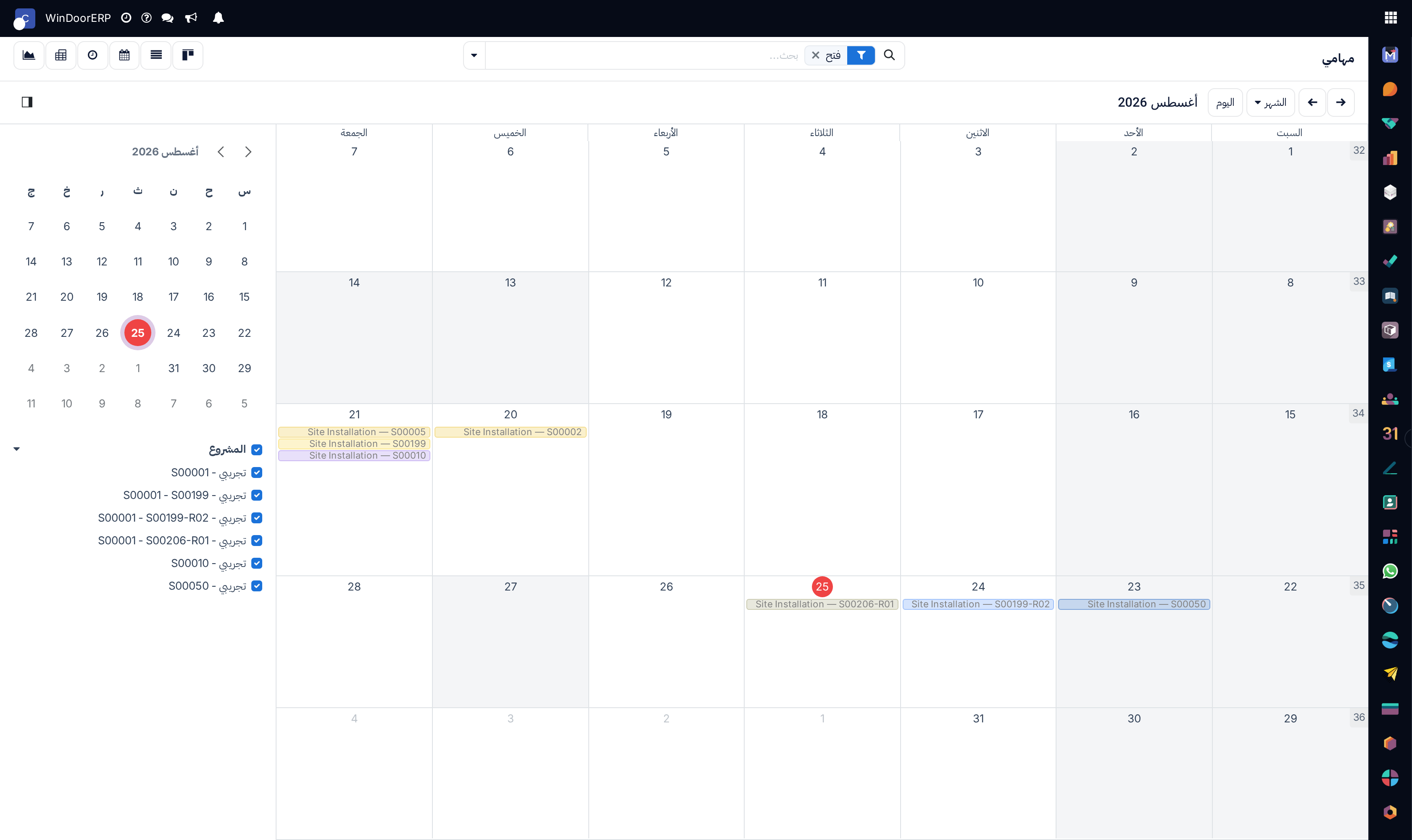 Personal work calendar showing scheduled project deadlines and milestones