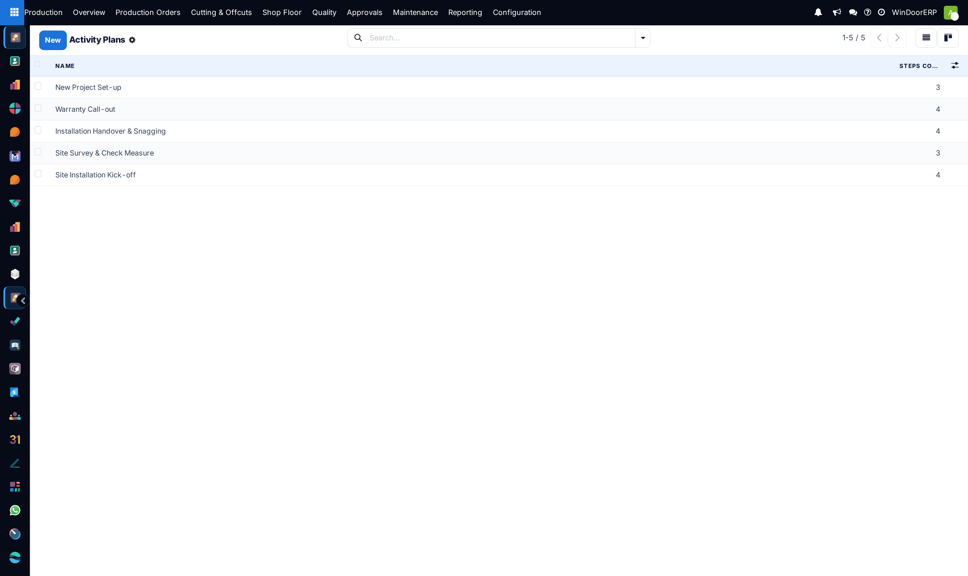 Activity plans list view for automated project onboarding sequences