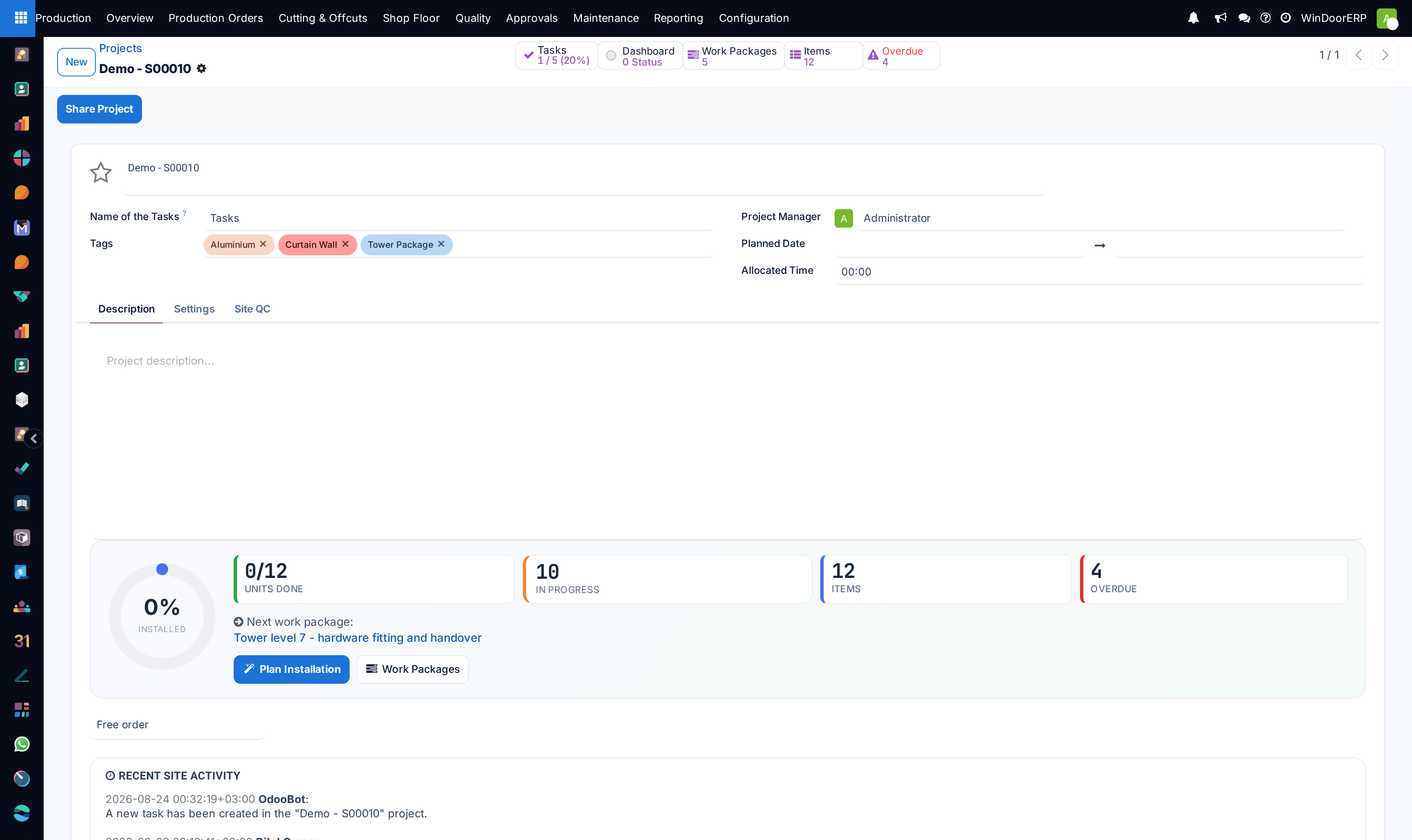 Advanced project settings page with automated notification email hooks