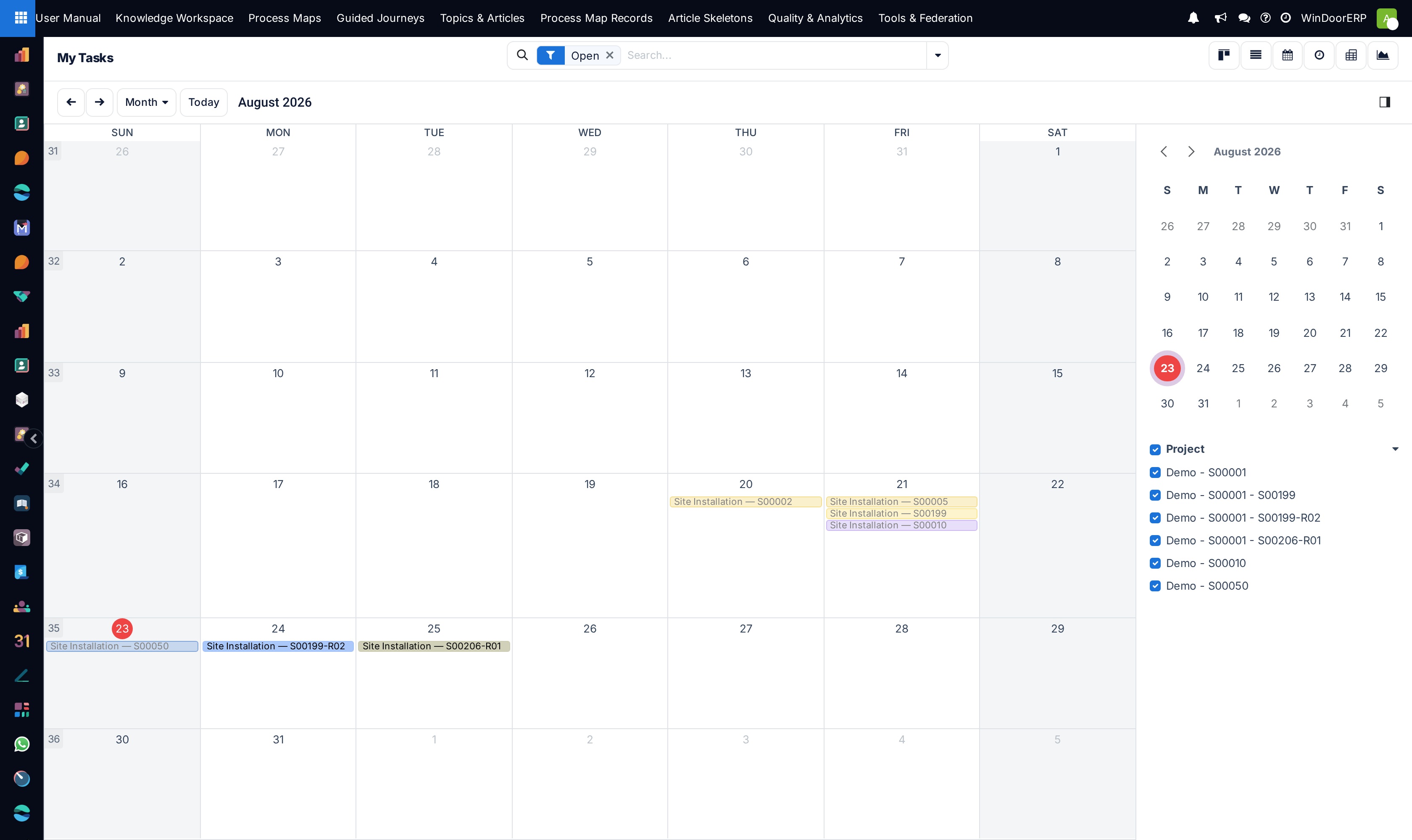 Personal work calendar showing scheduled project deadlines and milestones